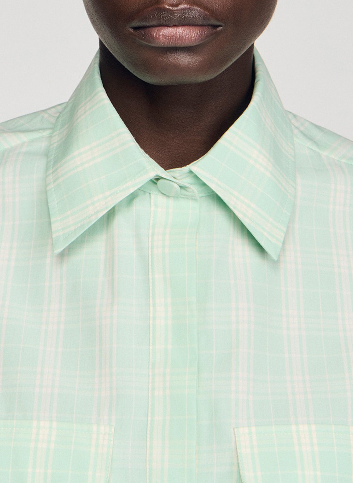 Chemmise à carreaux en coton SANDRO Vert