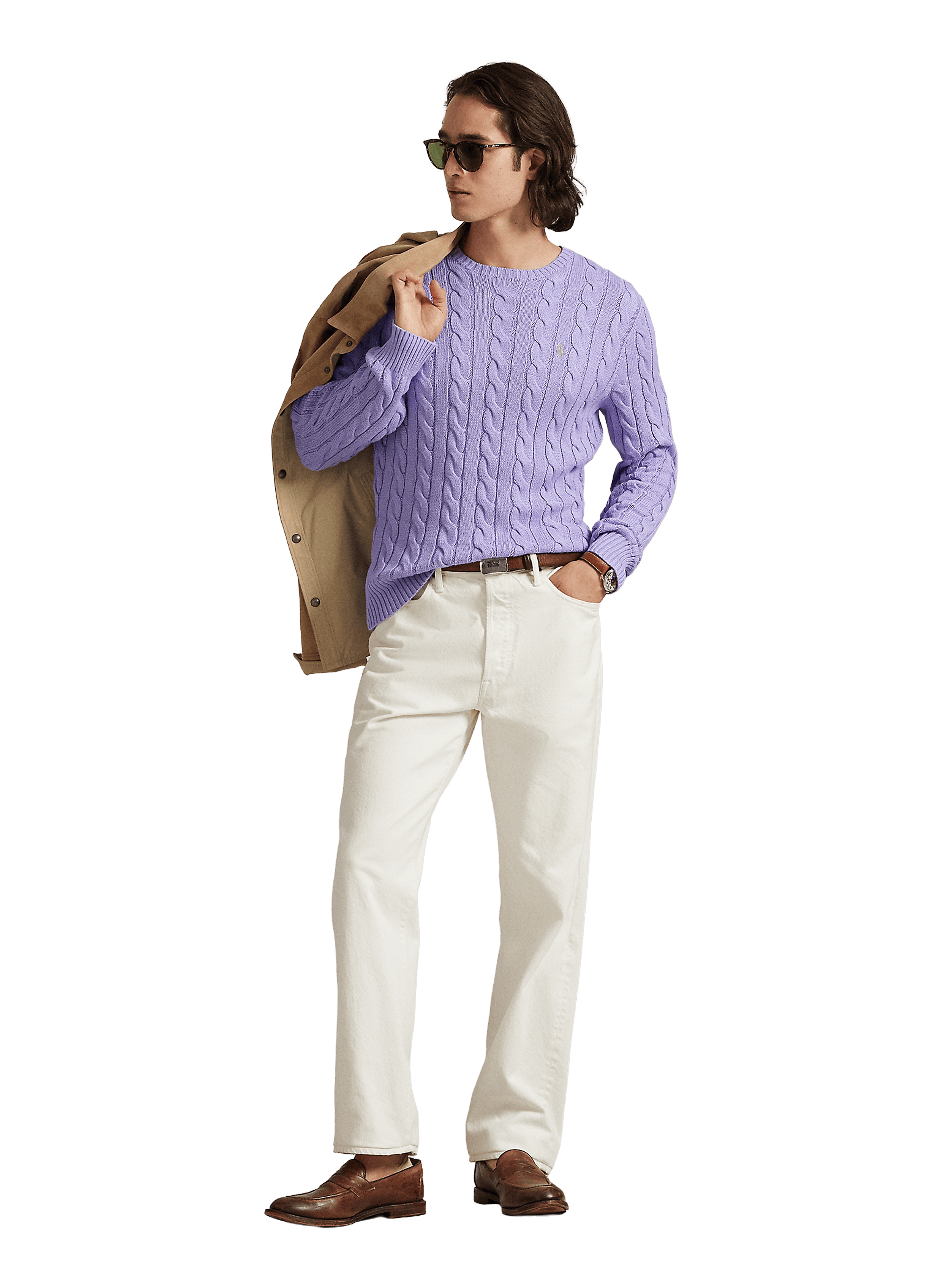 Pull en maille torsadé POLO RALPH LAUREN Violet