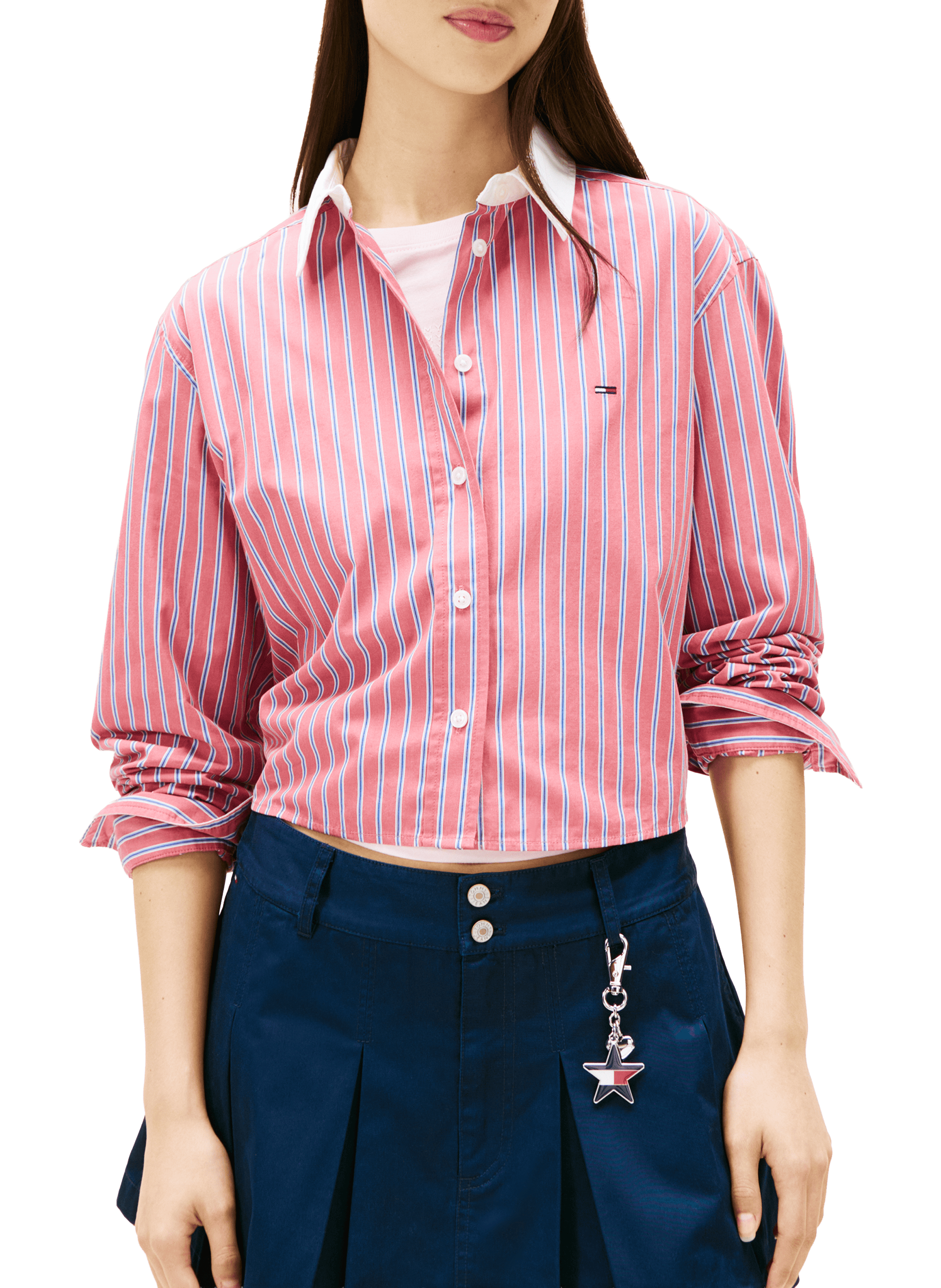 Chemise courte rayée en coton TOMMY HILFIGER Multicolore