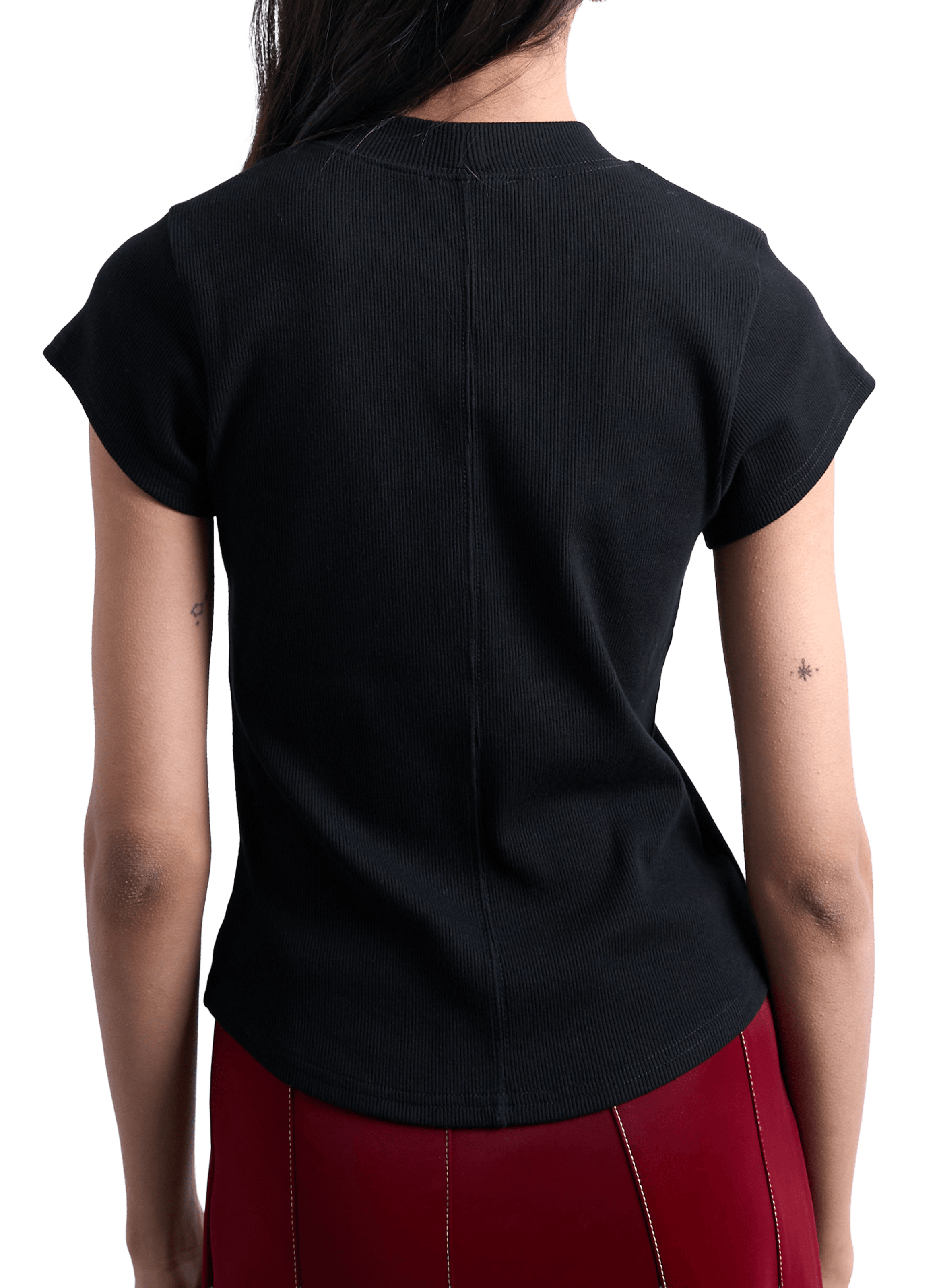 Cotton-blend round-neck T-shirt TOPSHOP Black