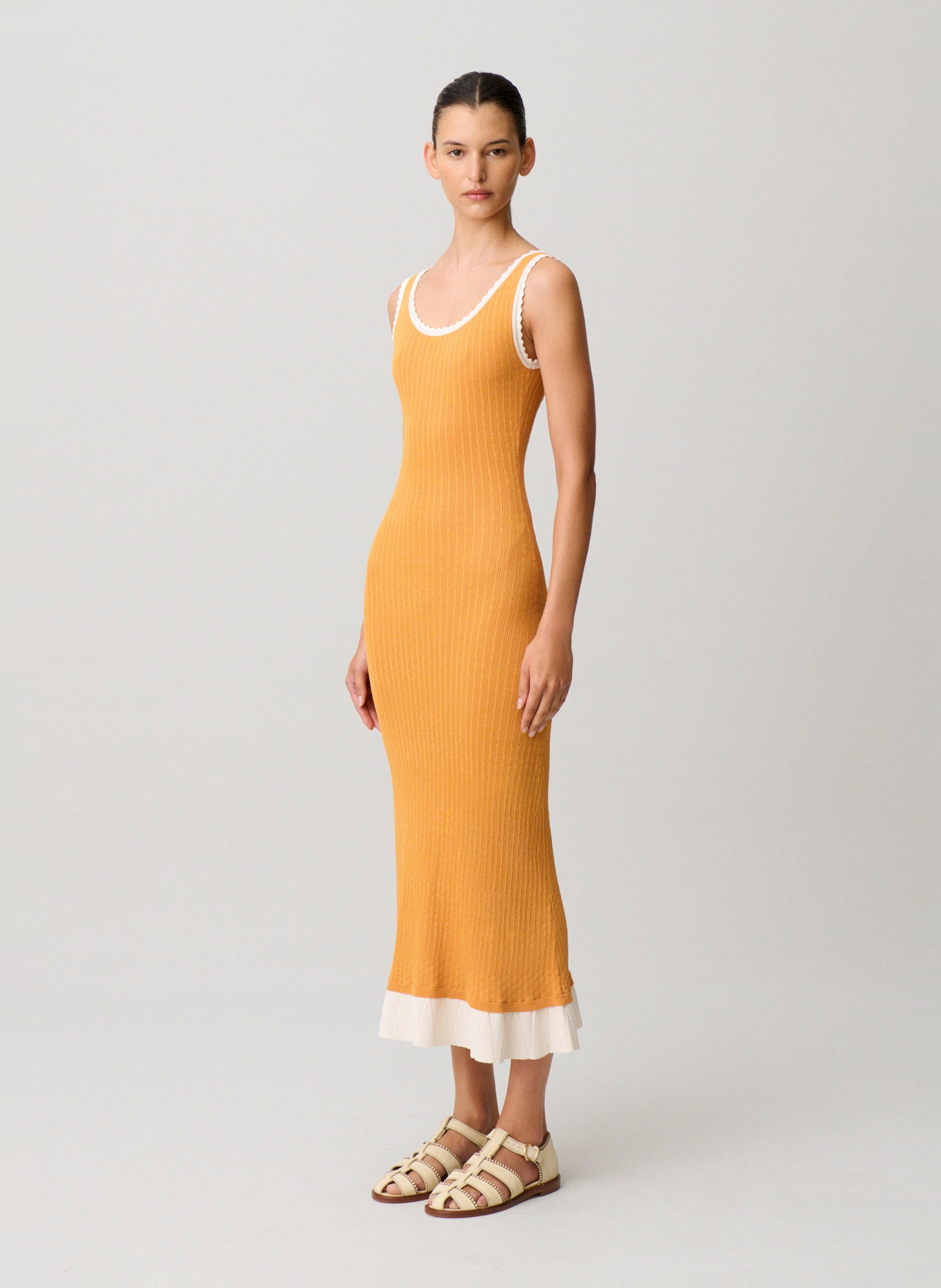 Robe longue col rond en maille CLAUDIE PIERLOT Orange