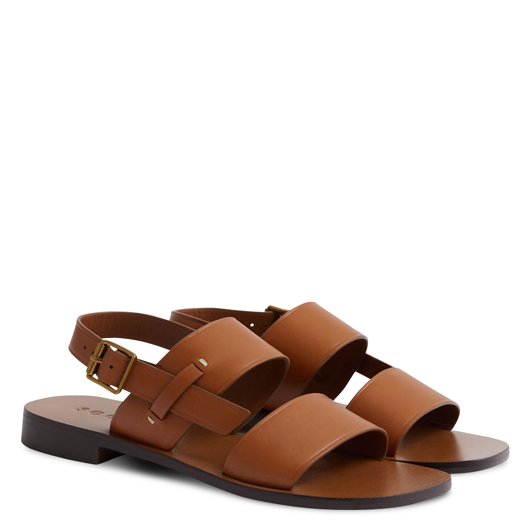 Sandales plates en cuir douglas SOEUR Beige