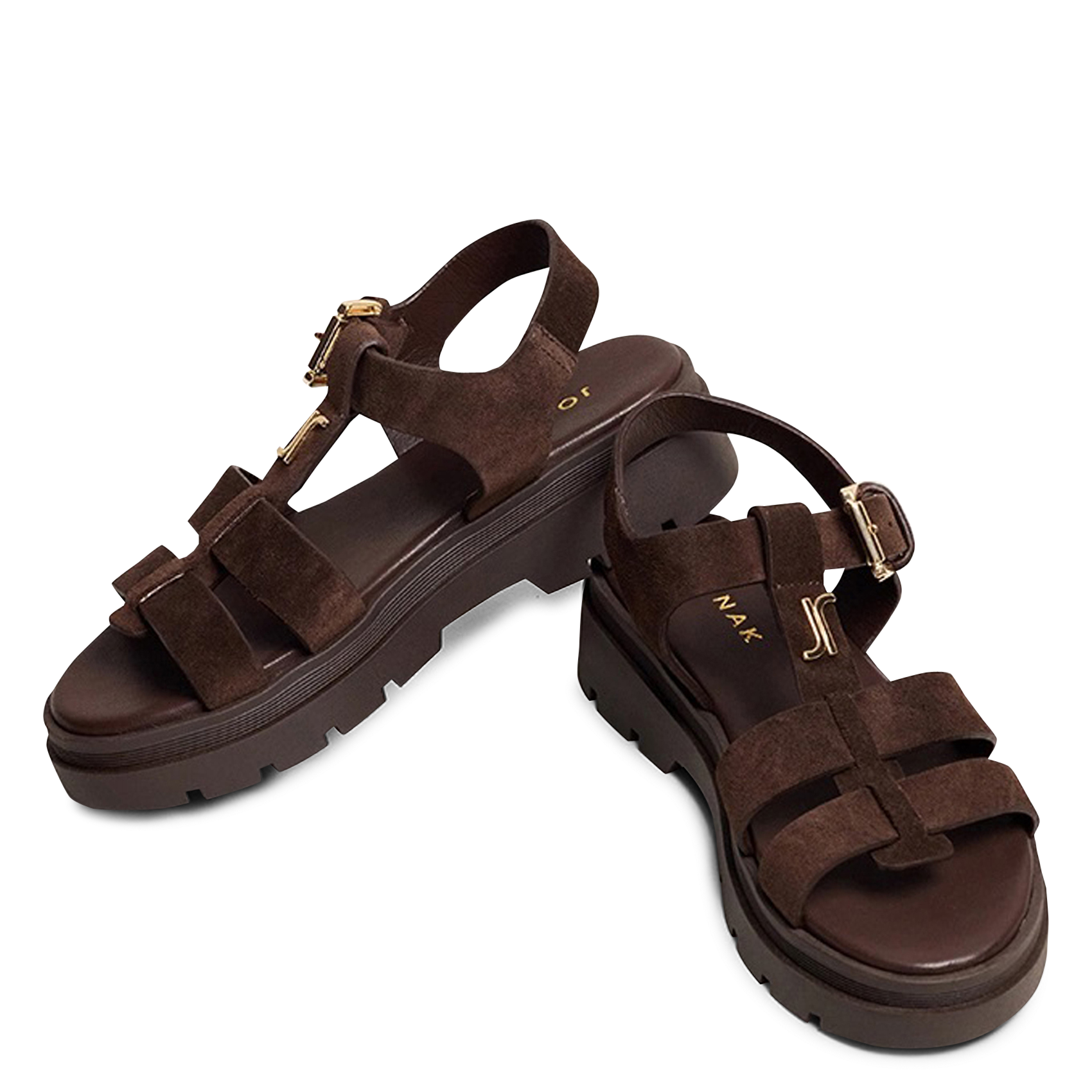 Sandales à plateformes en cuir velours liverpool JONAK Marron