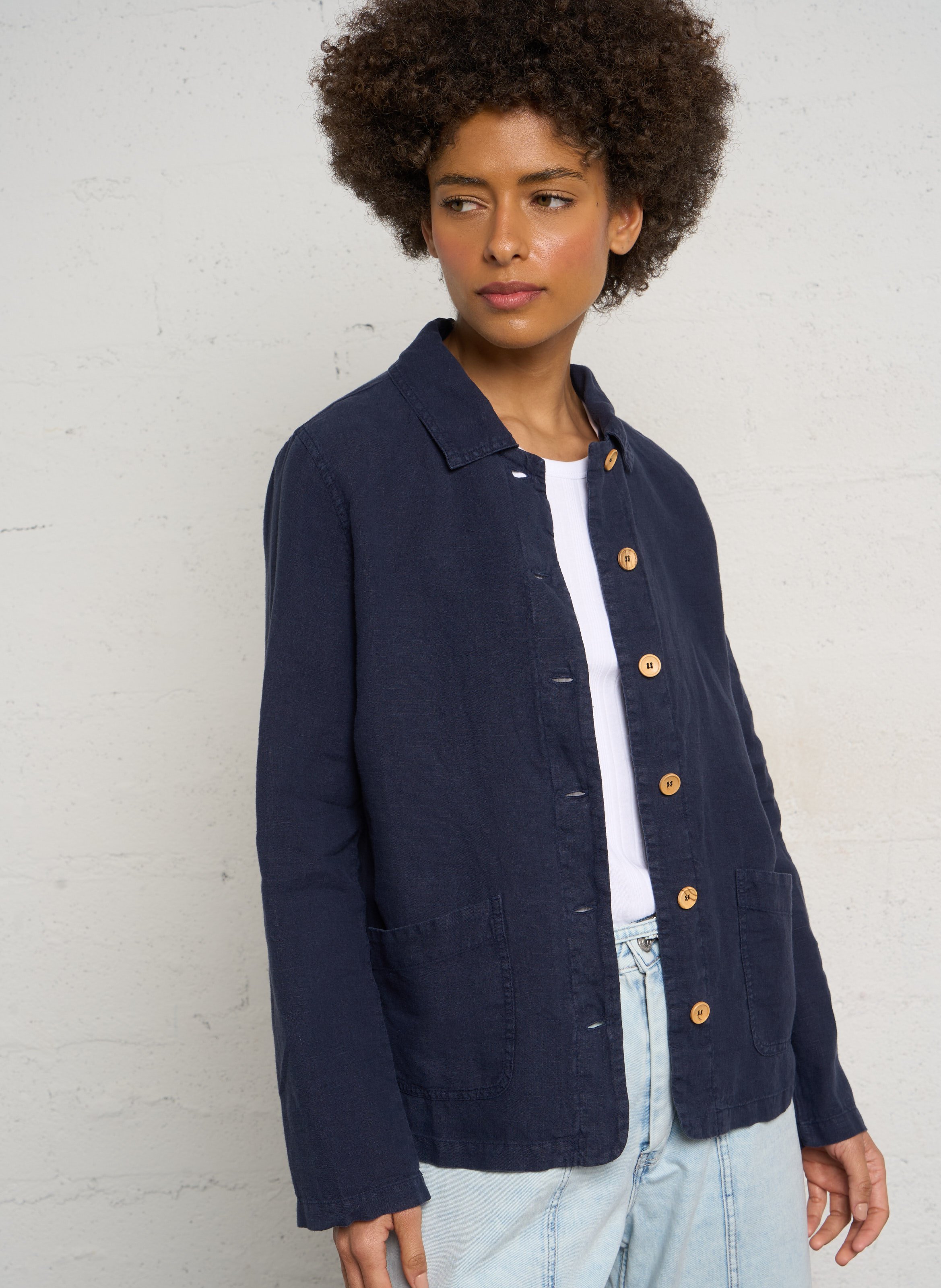 Chemise droite en lin ARMOR-LUX Bleu