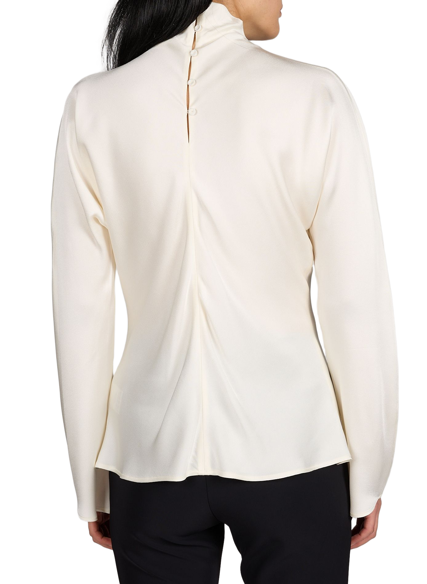 Top with satin-effect buttoned collar ROHE FRAMES Beige