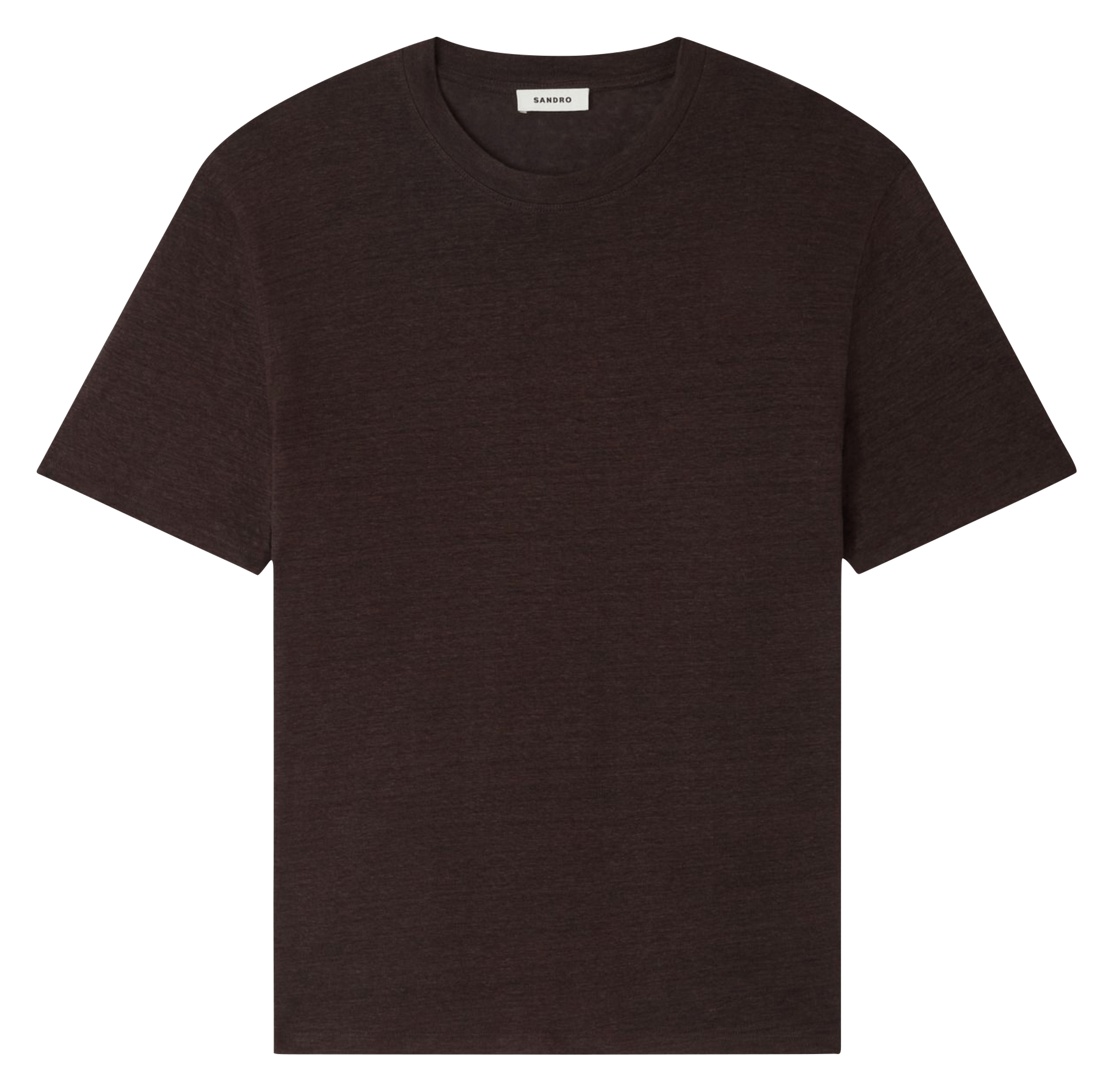 Tee-shirt col rond regular-fit en lin SANDRO Marron