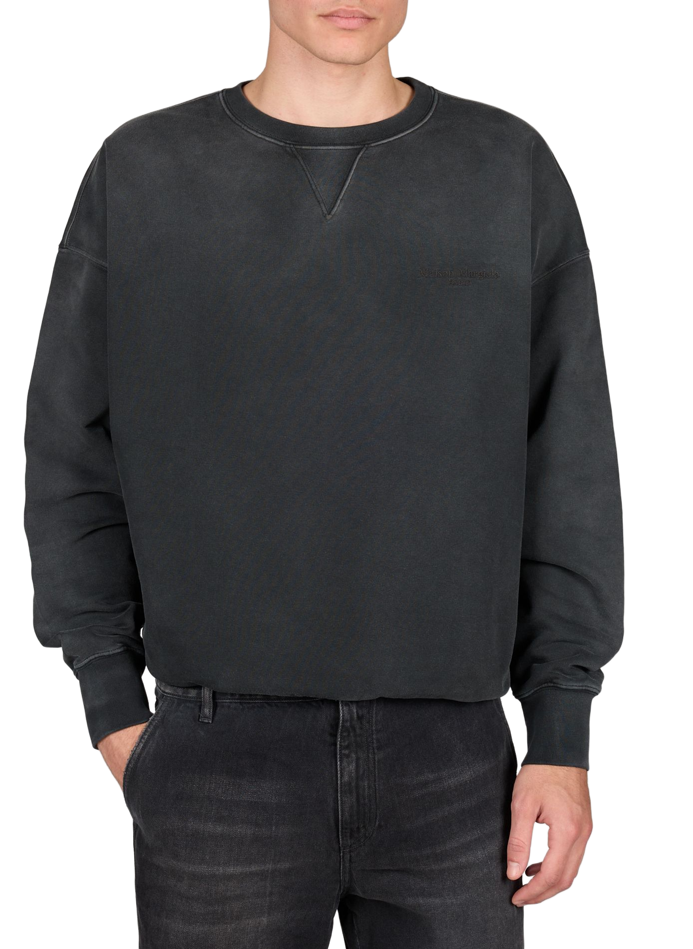 Sweatshirt with round neck and logo embroidery in cotton MAISON MARGIELA Grey