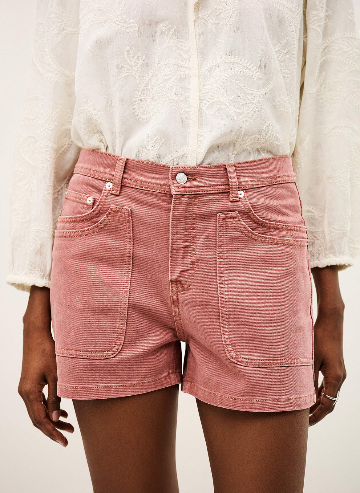 Short droit en coton bevy BA&SH Rose