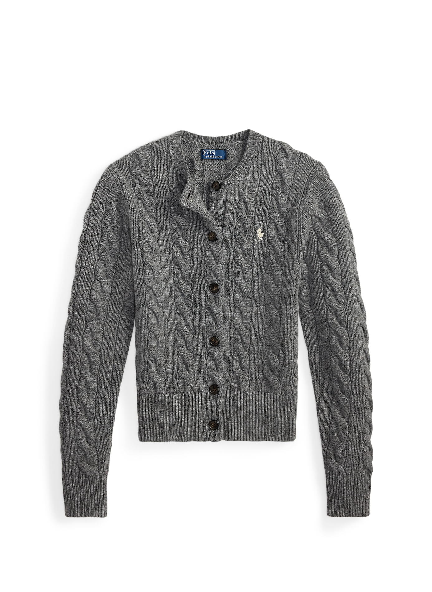 Cardigan col rond en laine et cachemire  Flannel grey heather