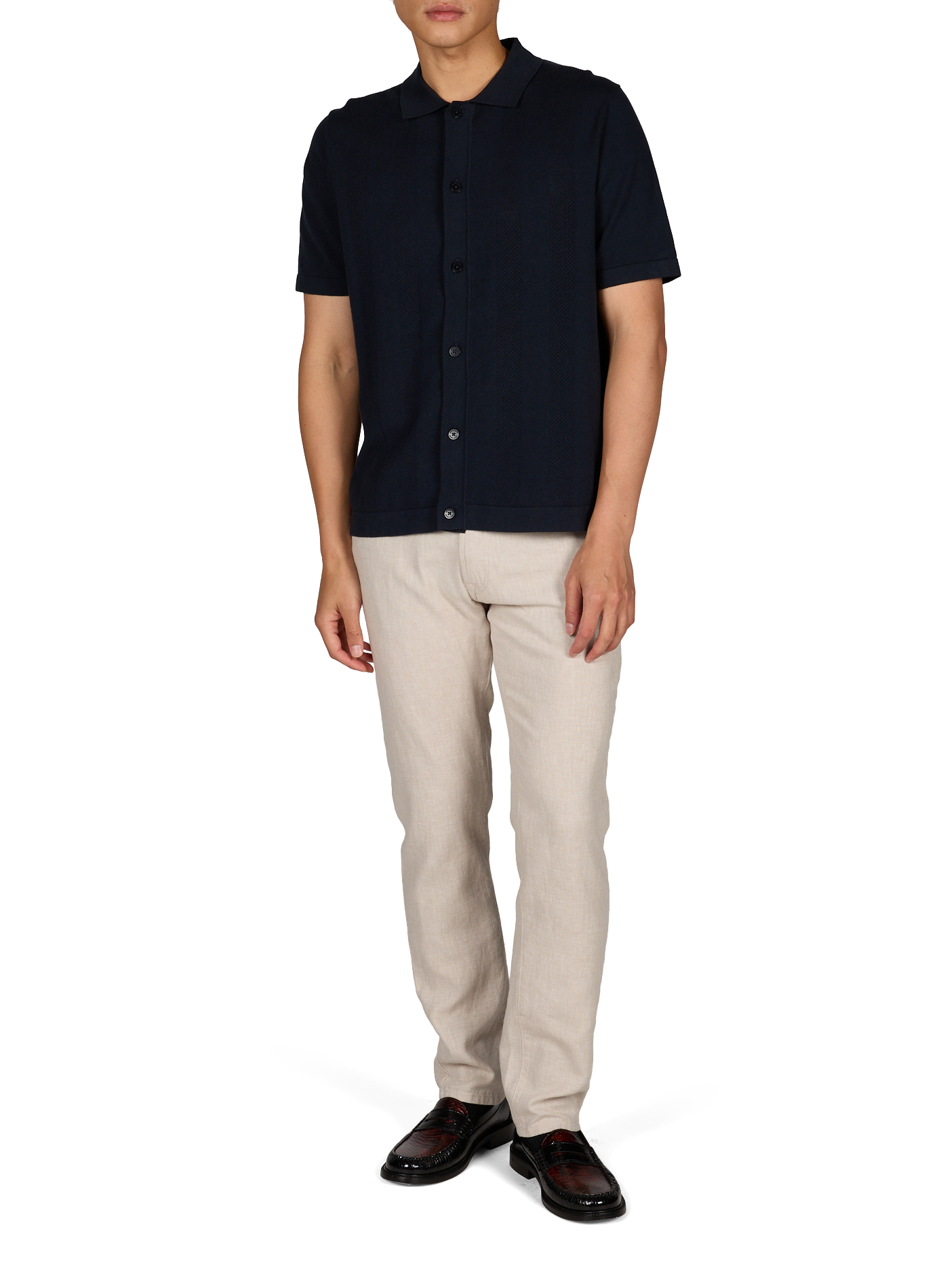 Chemise à manches courtes en coton mélangé PIERRE CARDIN Bleu