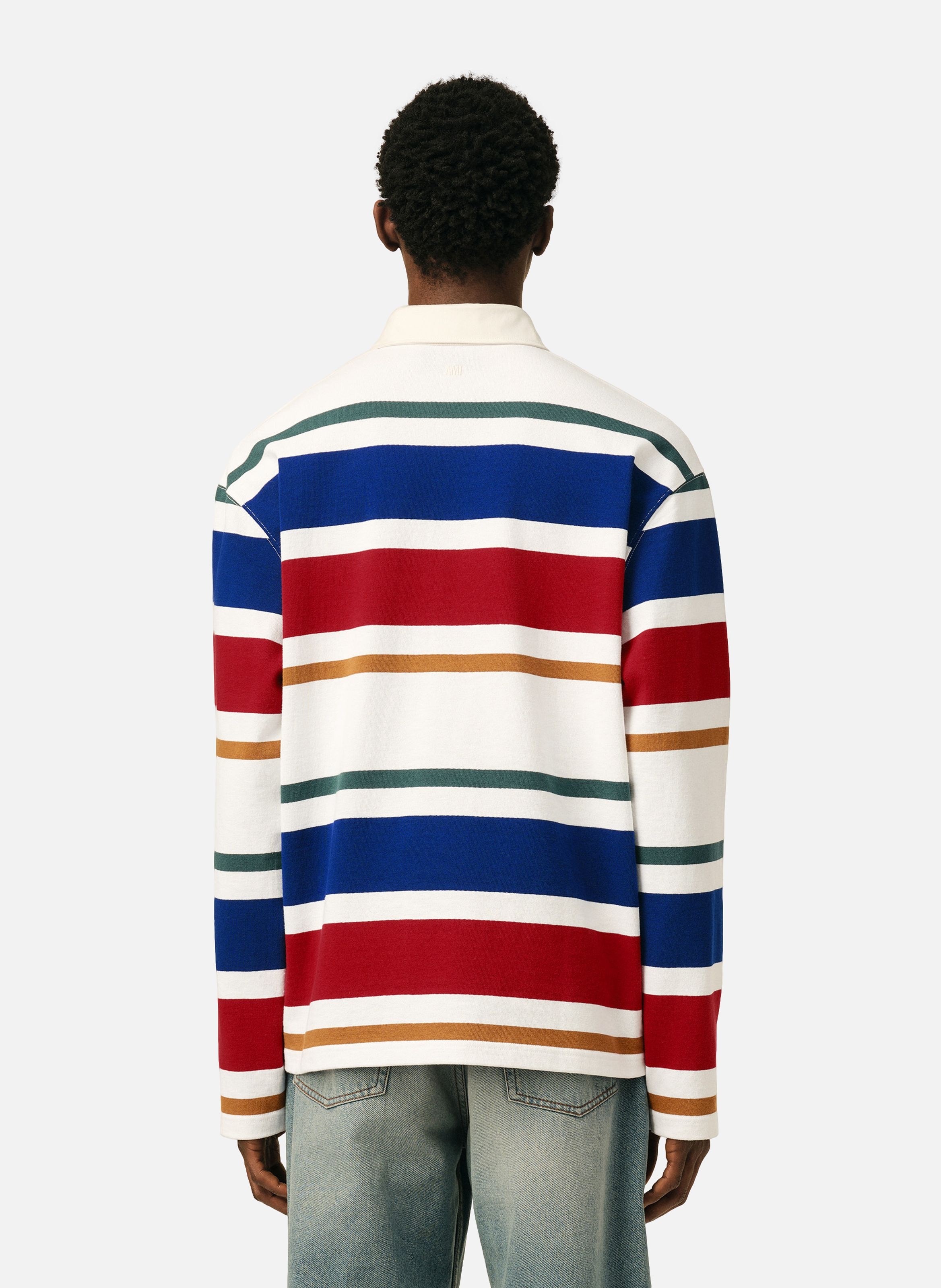 Polo à rayures unisexe en coton patch ami AMI PARIS Multicolore