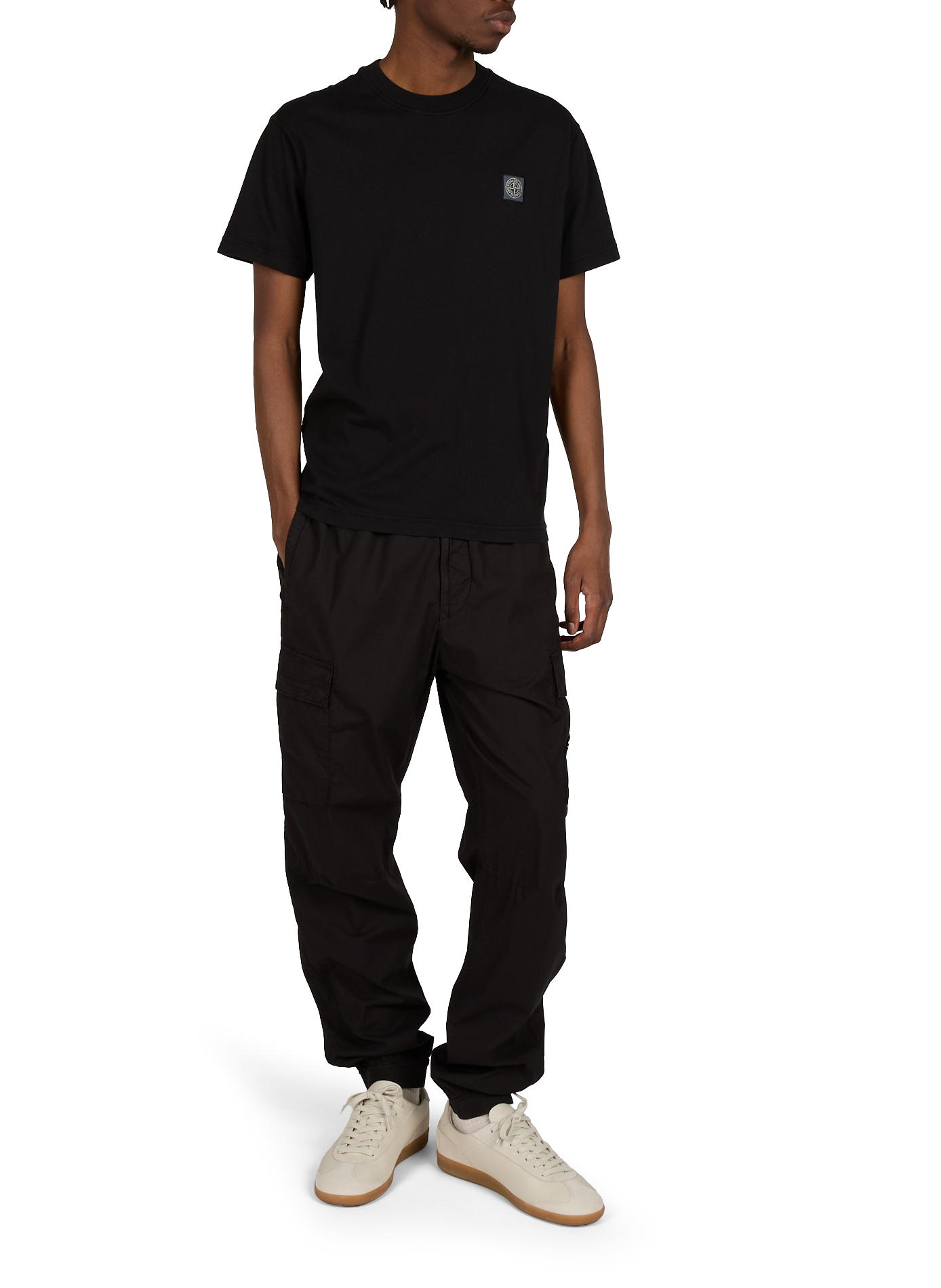 Straight round neck t-shirt STONE ISLAND Black