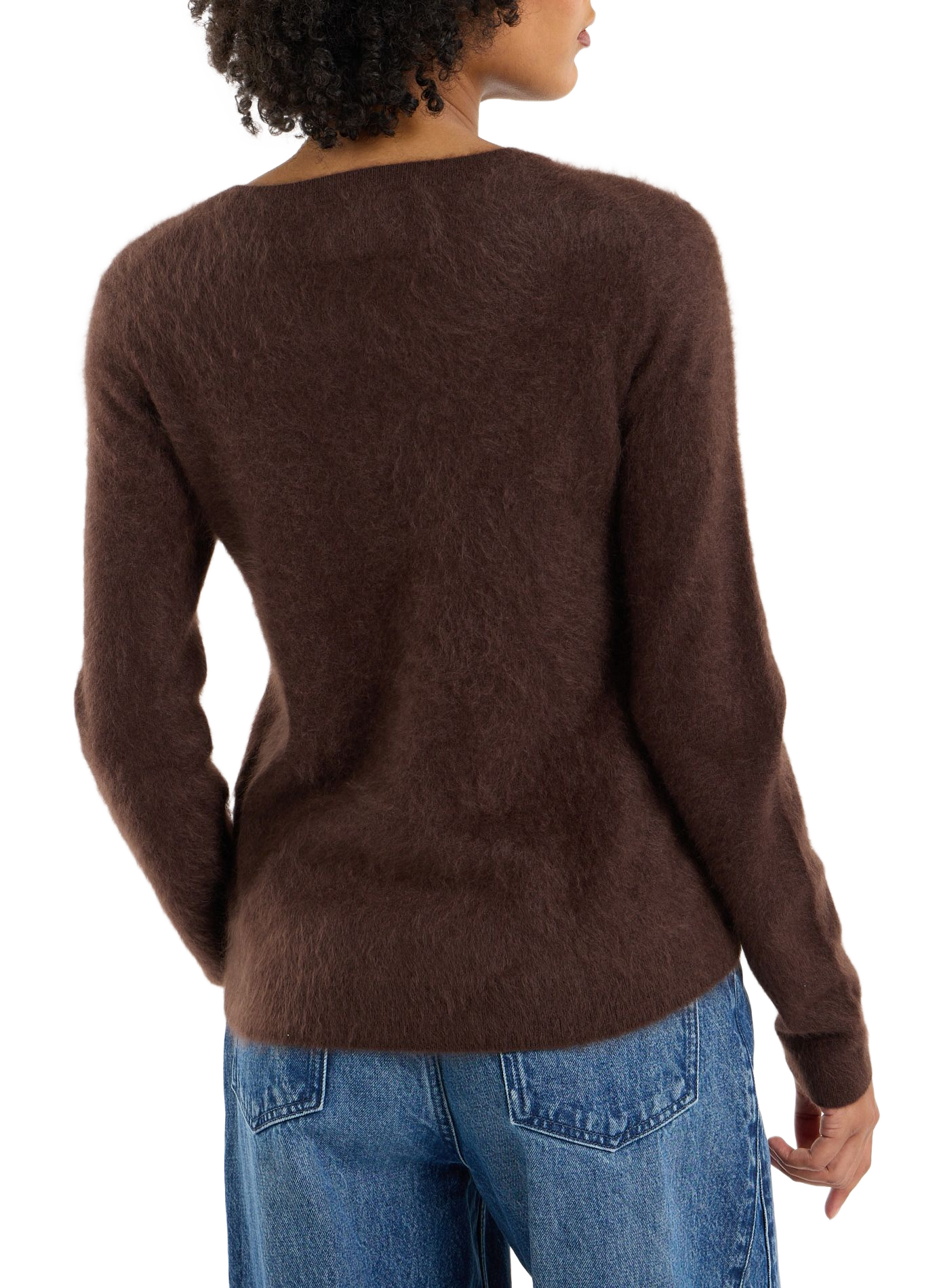 Round-neck brushed cashmere sweater SAISON 1865 Brown