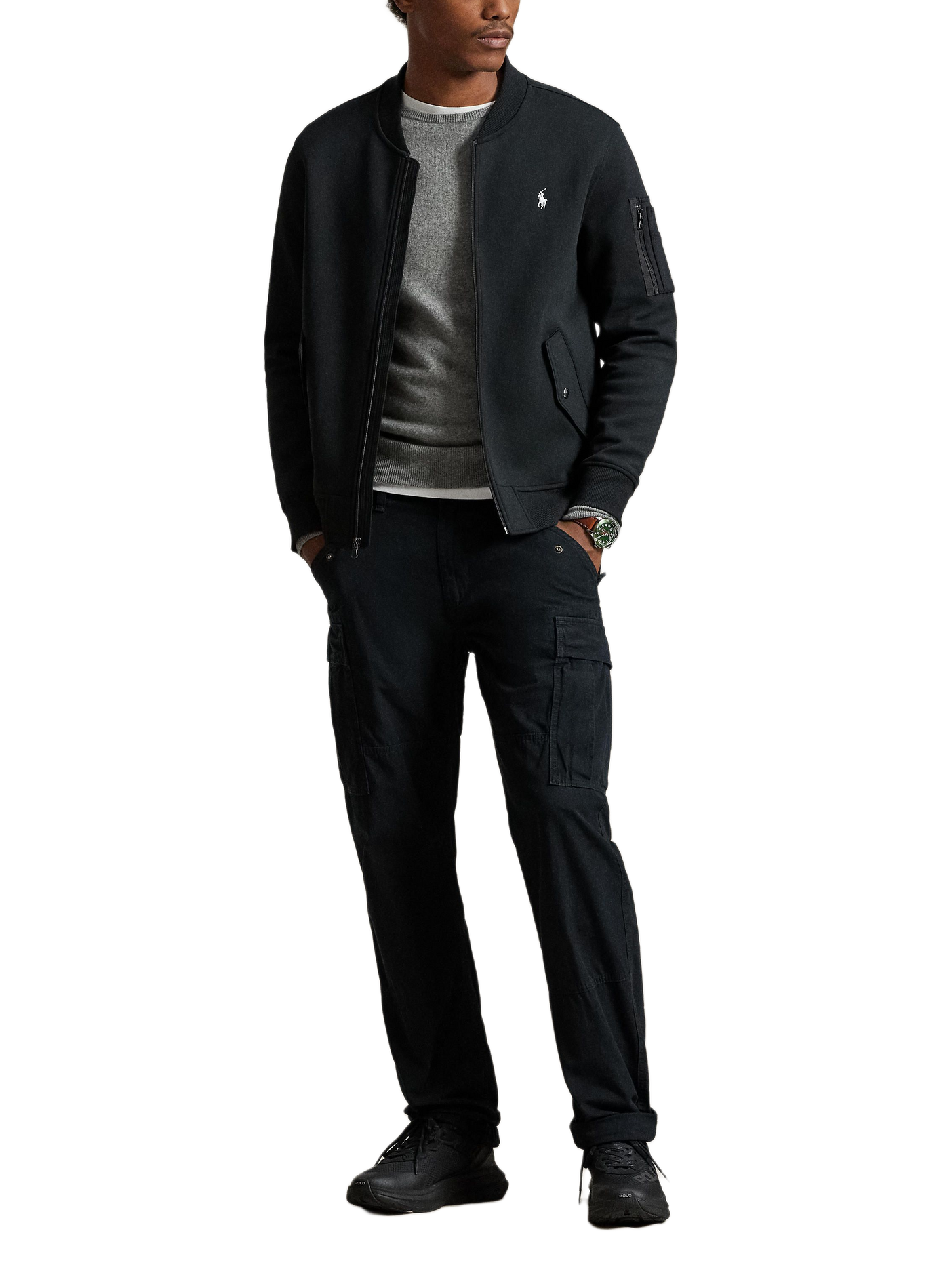 Veste col rond en coton mélangé POLO RALPH LAUREN Noir