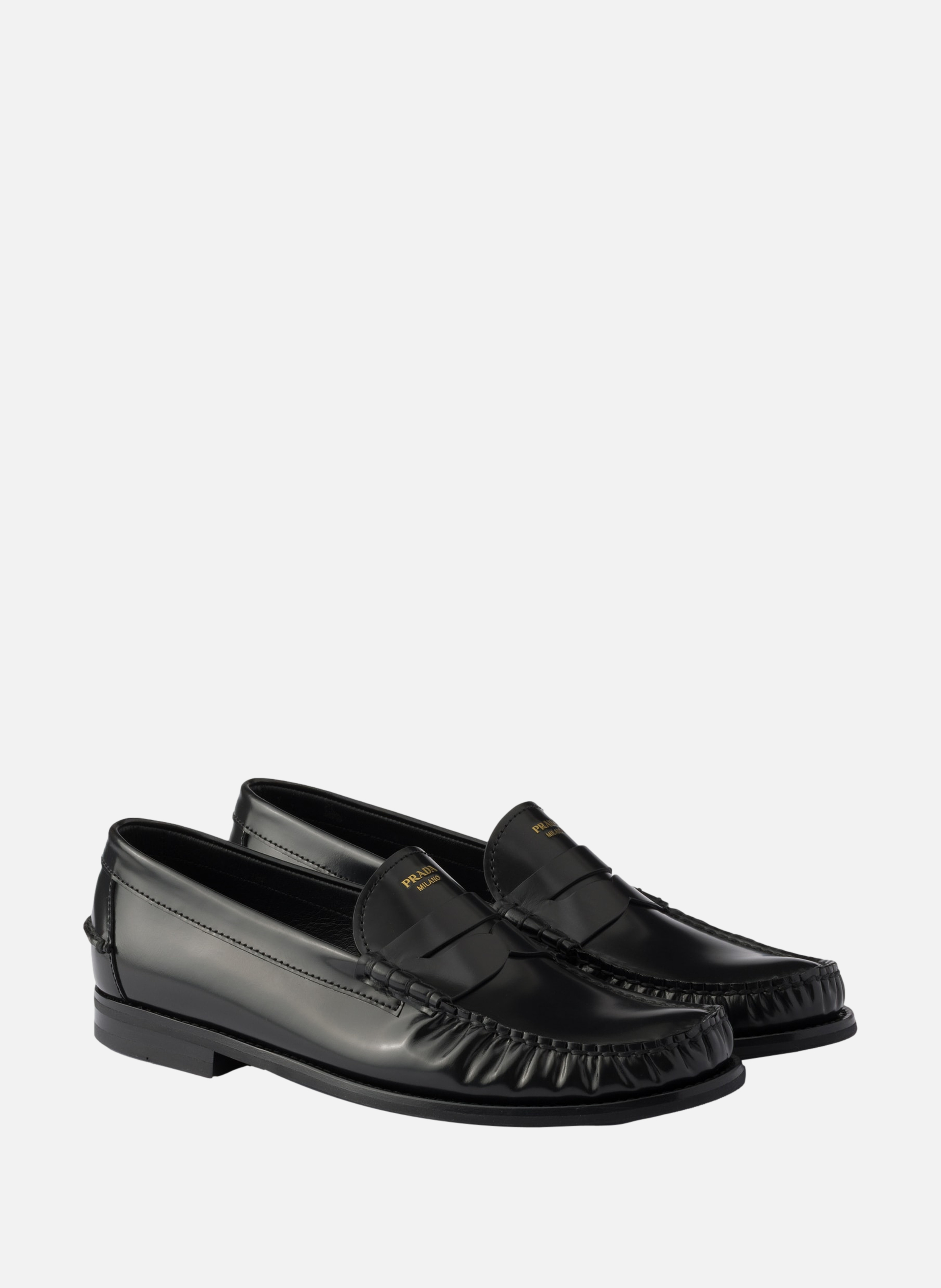 Mocassins en cuir brossé PRADA Noir