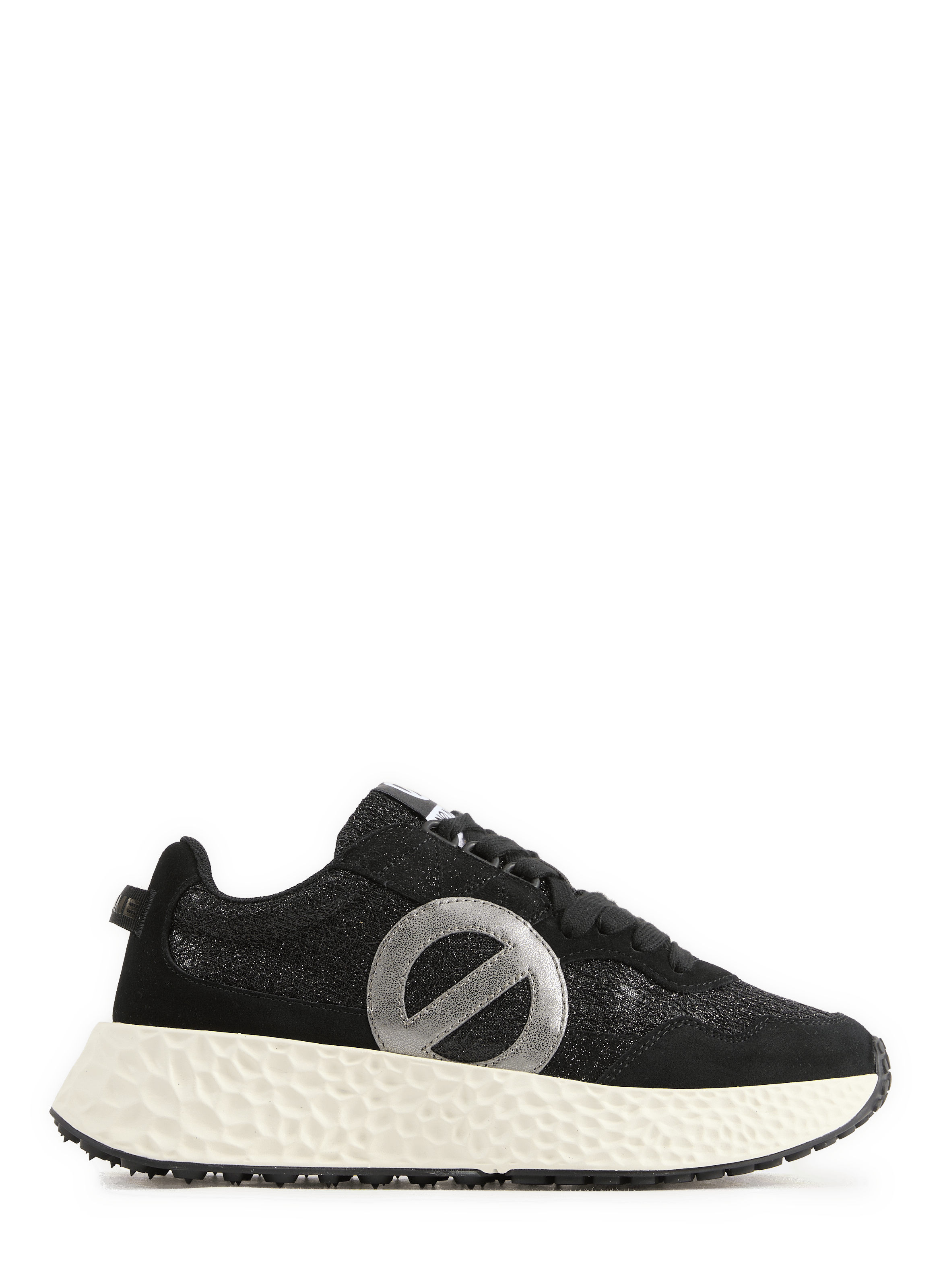 Mixed leather low-top sneakers NO NAME Black