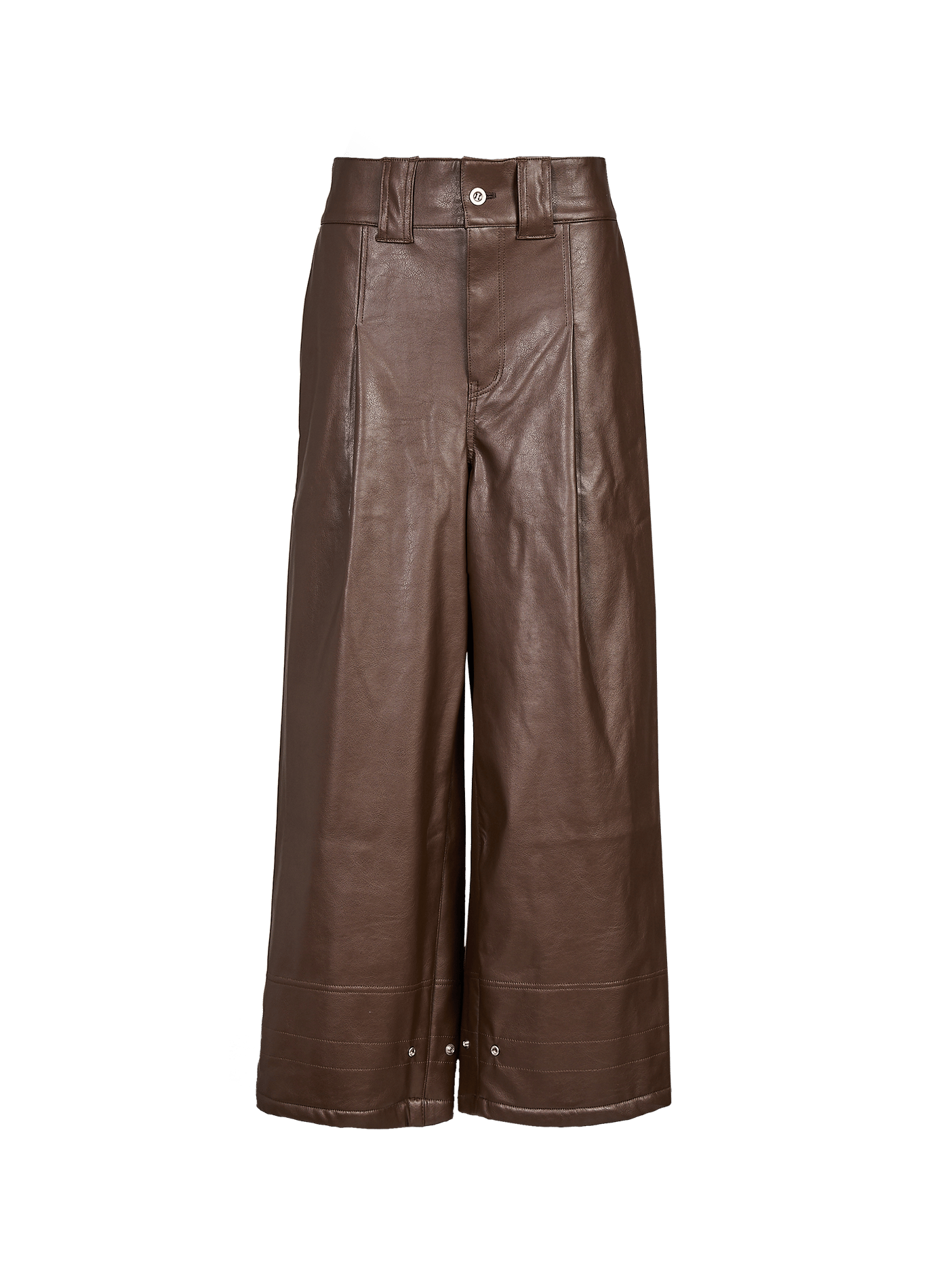 Straight Leg Faux Leather Jeans WANSIE Brown