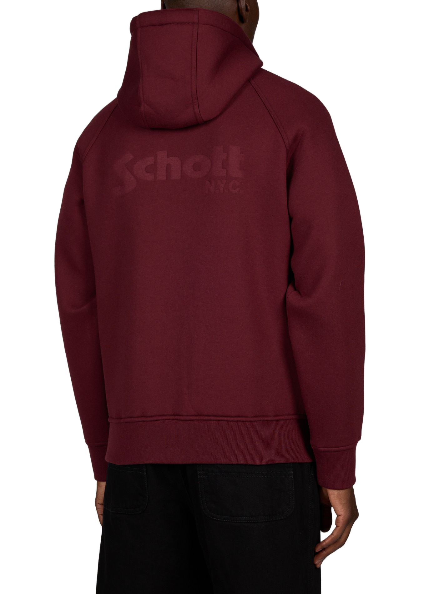 Sweat à capuche en coton mélangé  SCHOTT Rouge
