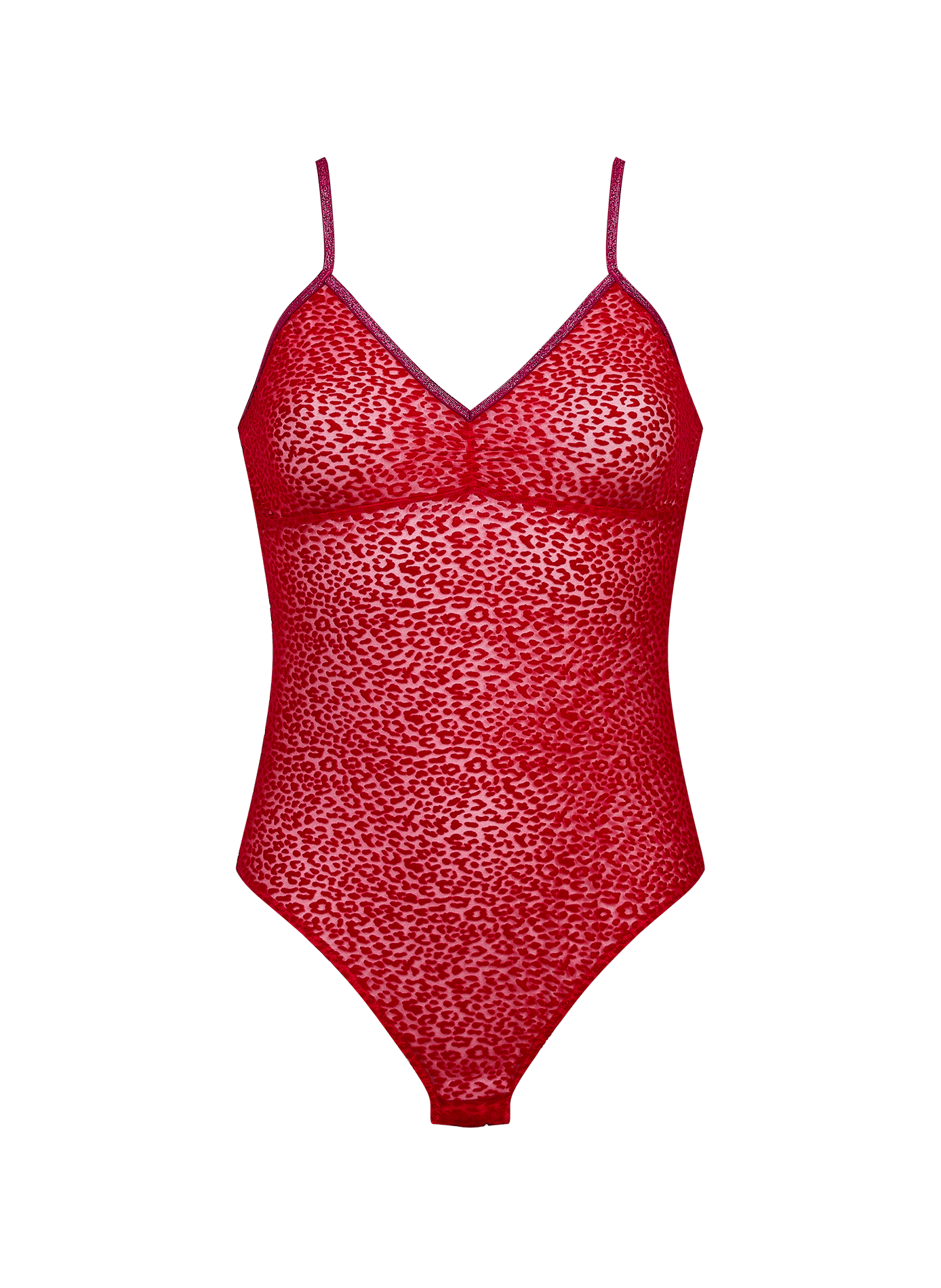 Träger-Body im Leoparden-Velours-Effekt LA NOUVELLE Rot