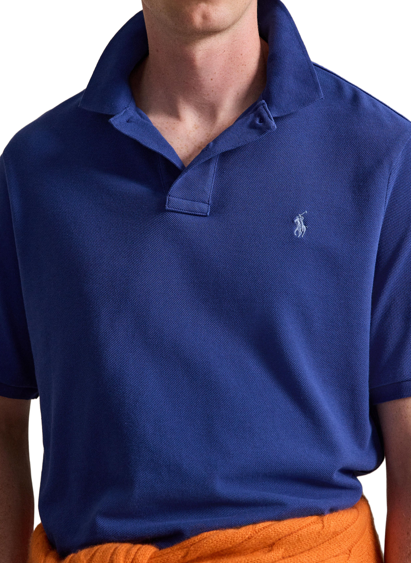 Polo droit en piqué de coton POLO RALPH LAUREN Bleu