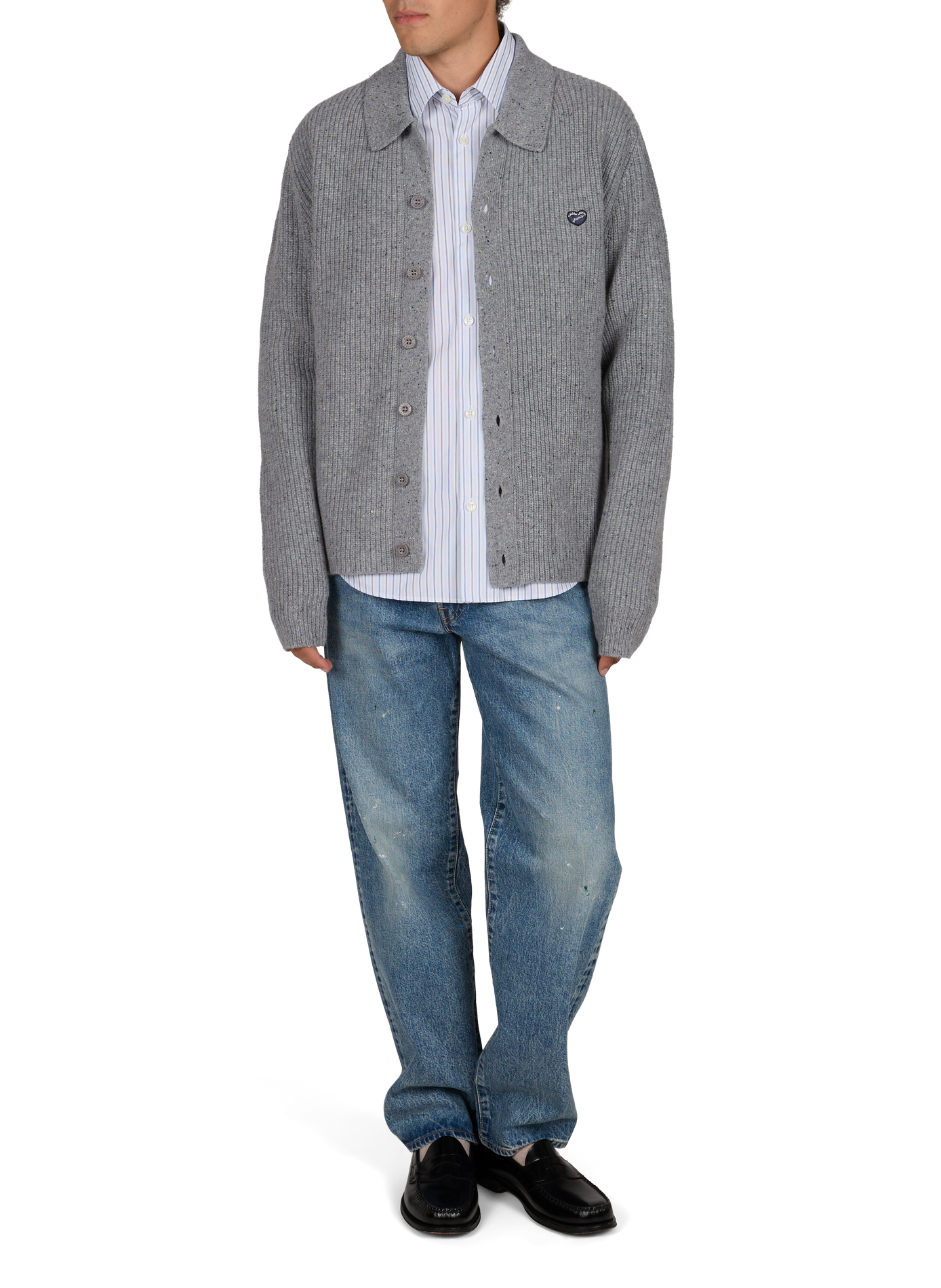Weiter, melierter Wollcardigan MAISON LABICHE Grau