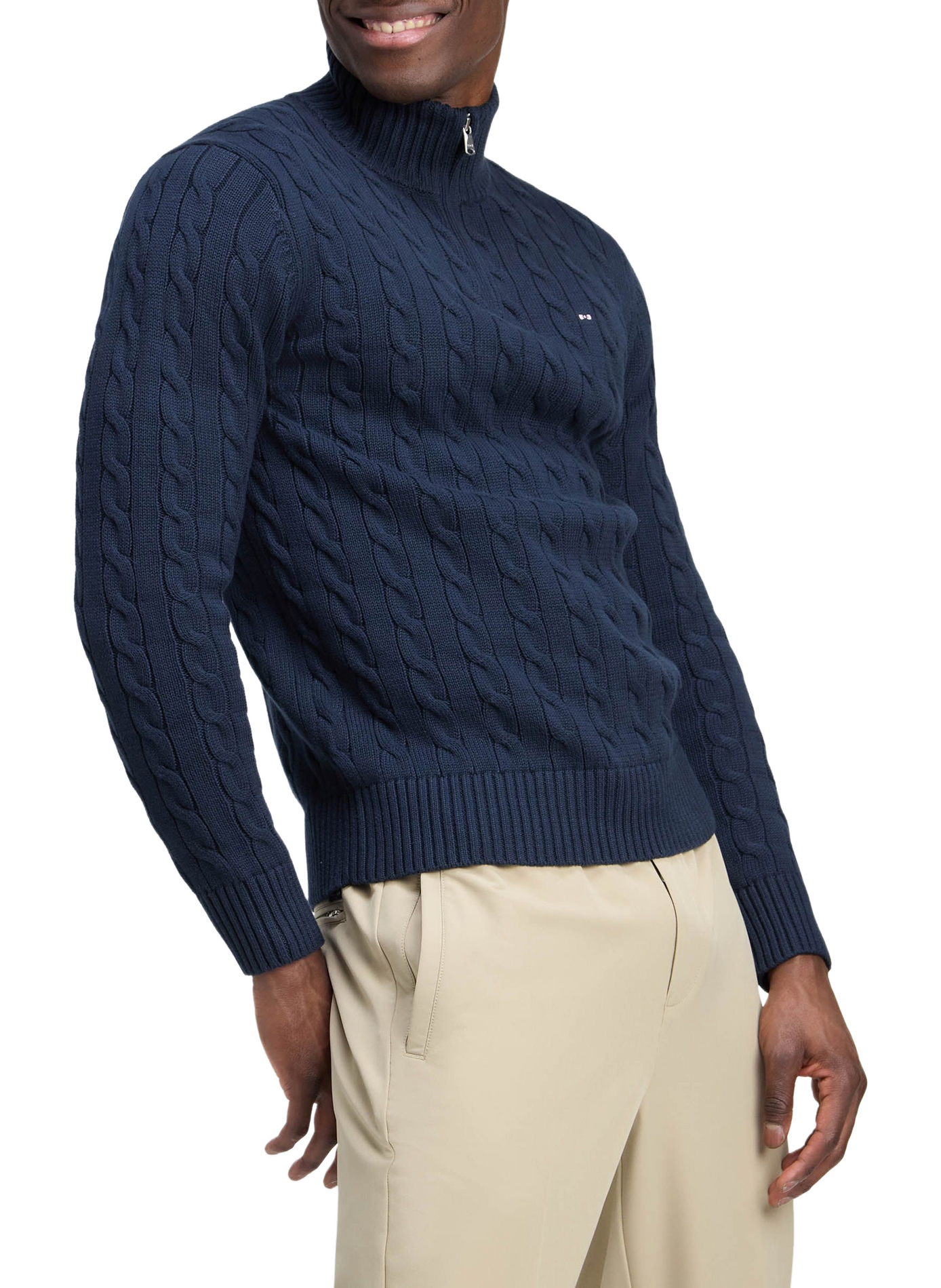 Pull col camionneur en coton EDEN PARK Blauw