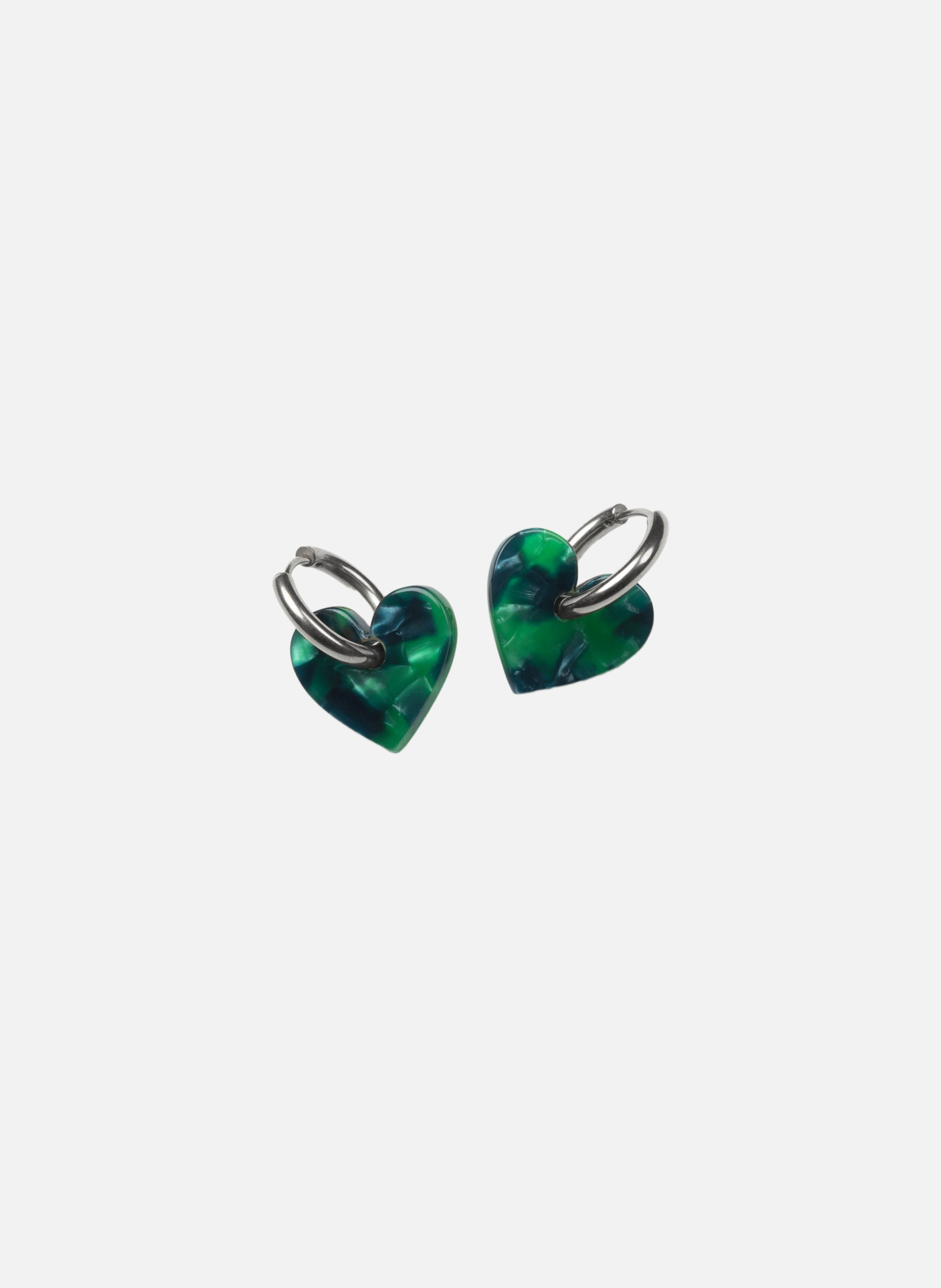 Boucles d'oreilles lova lova avec anneaux en acier inoxydable argenté  Vertes