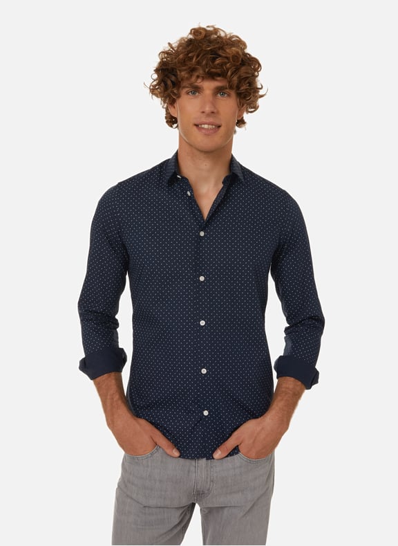 Patterned slim-fit shirt Blue by AU PRINTEMPS PARIS AU PRINTEMPS PARIS Patterned slim-fit shirt Blue