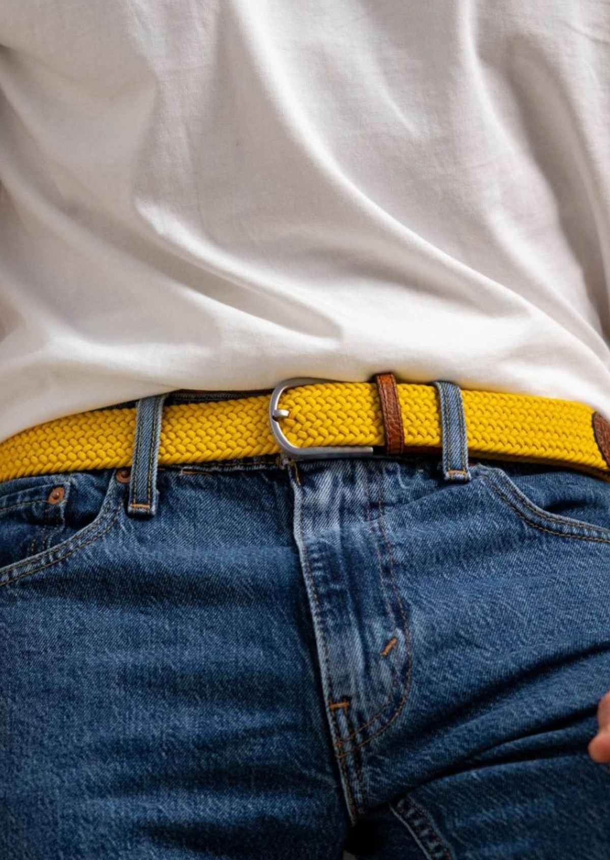 Ceinture tressée élastique unie BILLYBELT Jaune