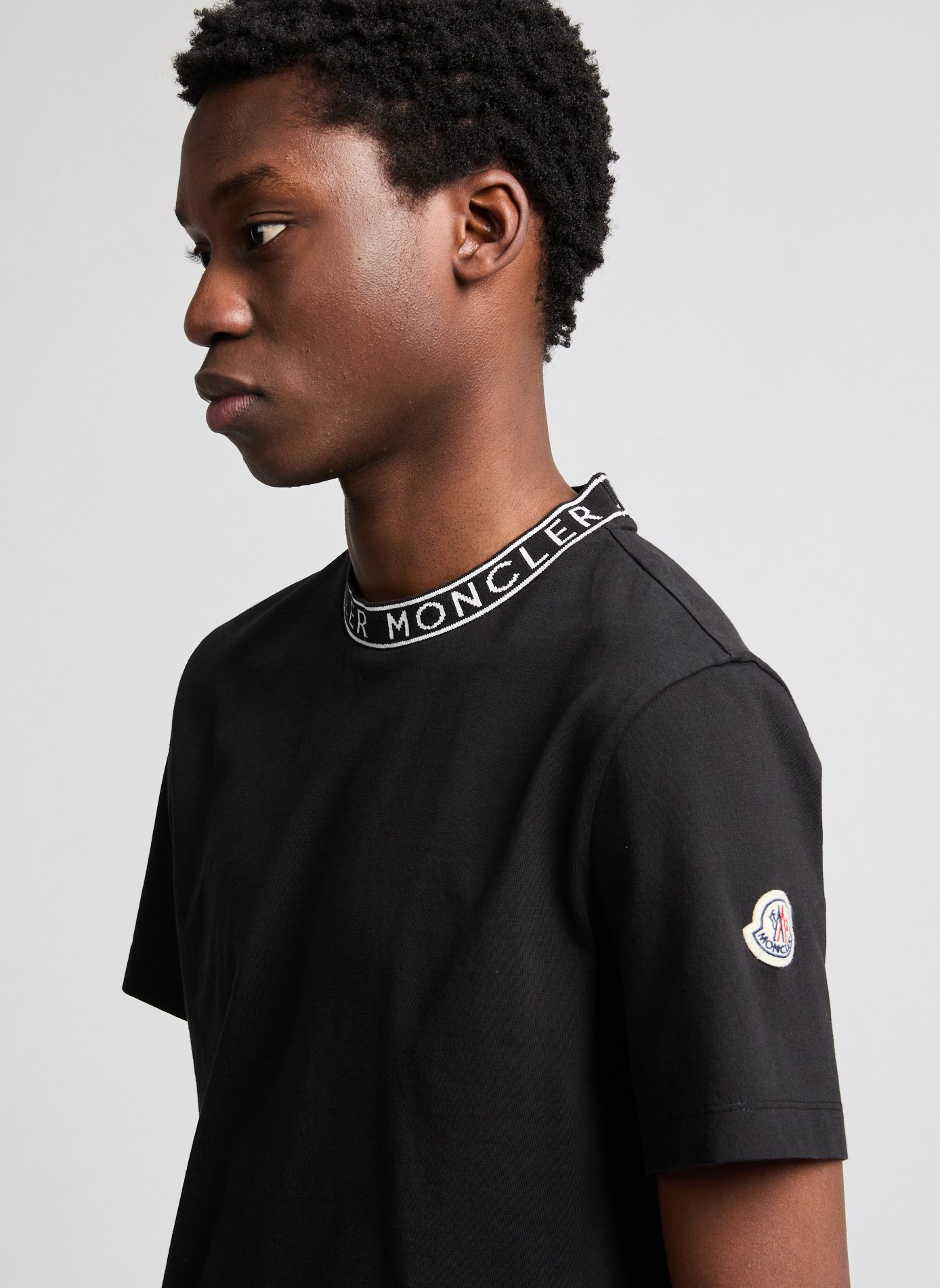 Cotton T-shirt with printed collar MONCLER Black