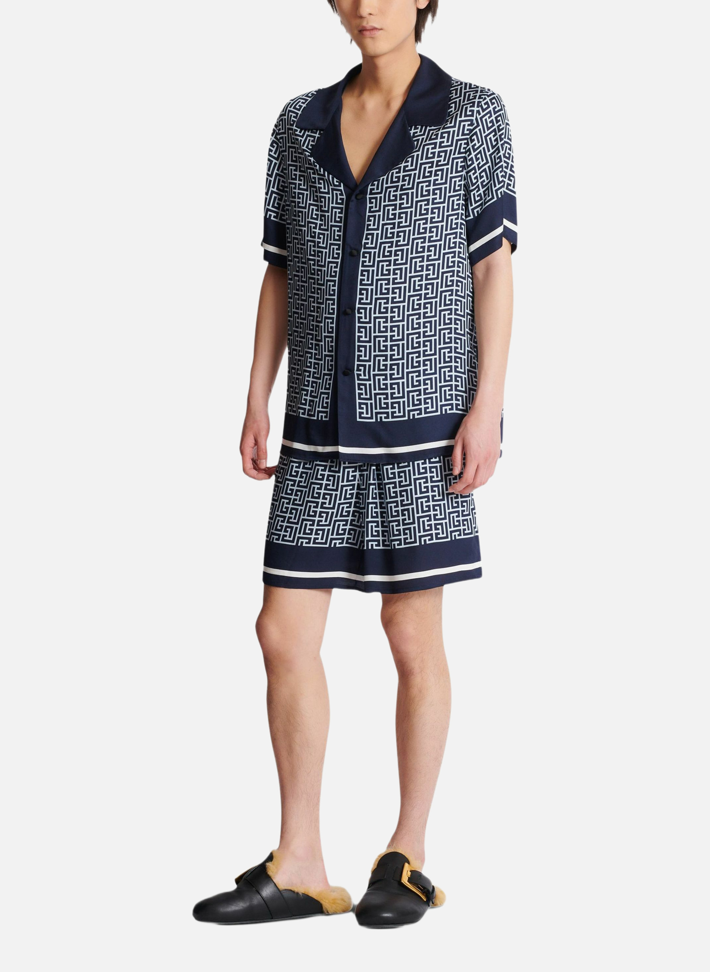 Short fluide monogrammé BALMAIN Bleu