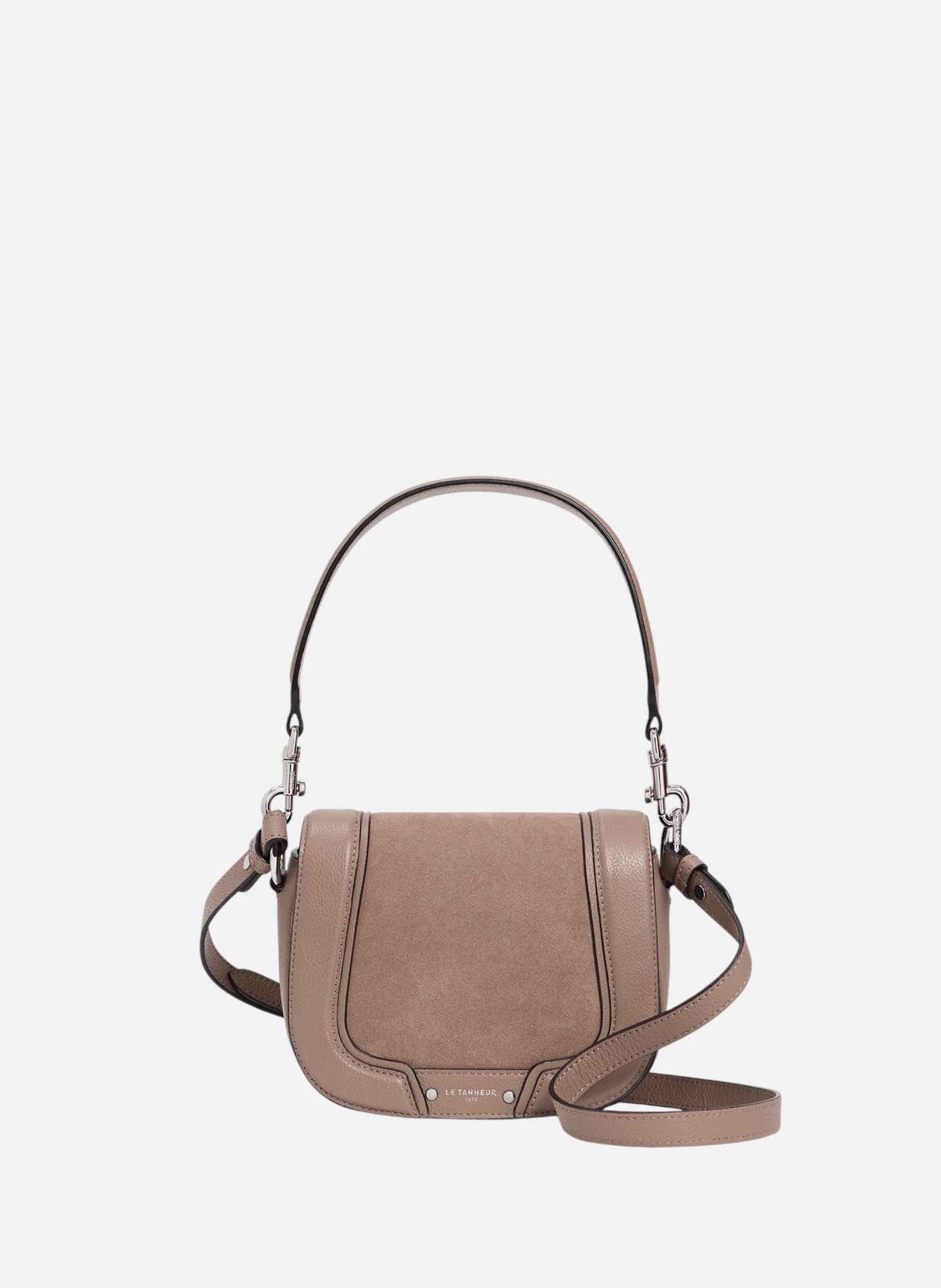 Petit sac à bandoulière Ella en cuir grainé et nubuck LE TANNEUR Gris