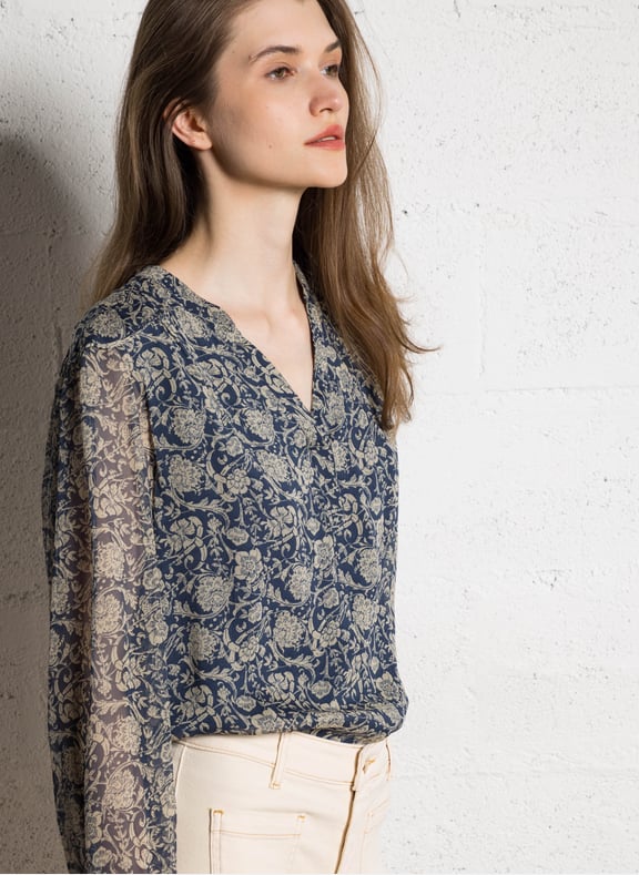 Blouse droite imprimée brunette Bleu by MAISON 123 MAISON 123 Blouse droite imprimée brunette Bleu