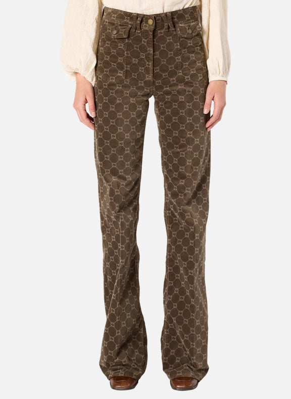 Pantalon flare en velours à monogramme - anna Marron by GERARD DAREL GERARD DAREL Pantalon flare en velours à monogramme - anna Marron