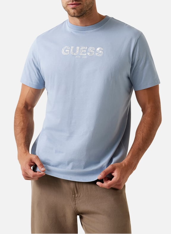 Classic Cotton T-Shirt Blue by GUESS GUESS Classic Cotton T-Shirt Blue