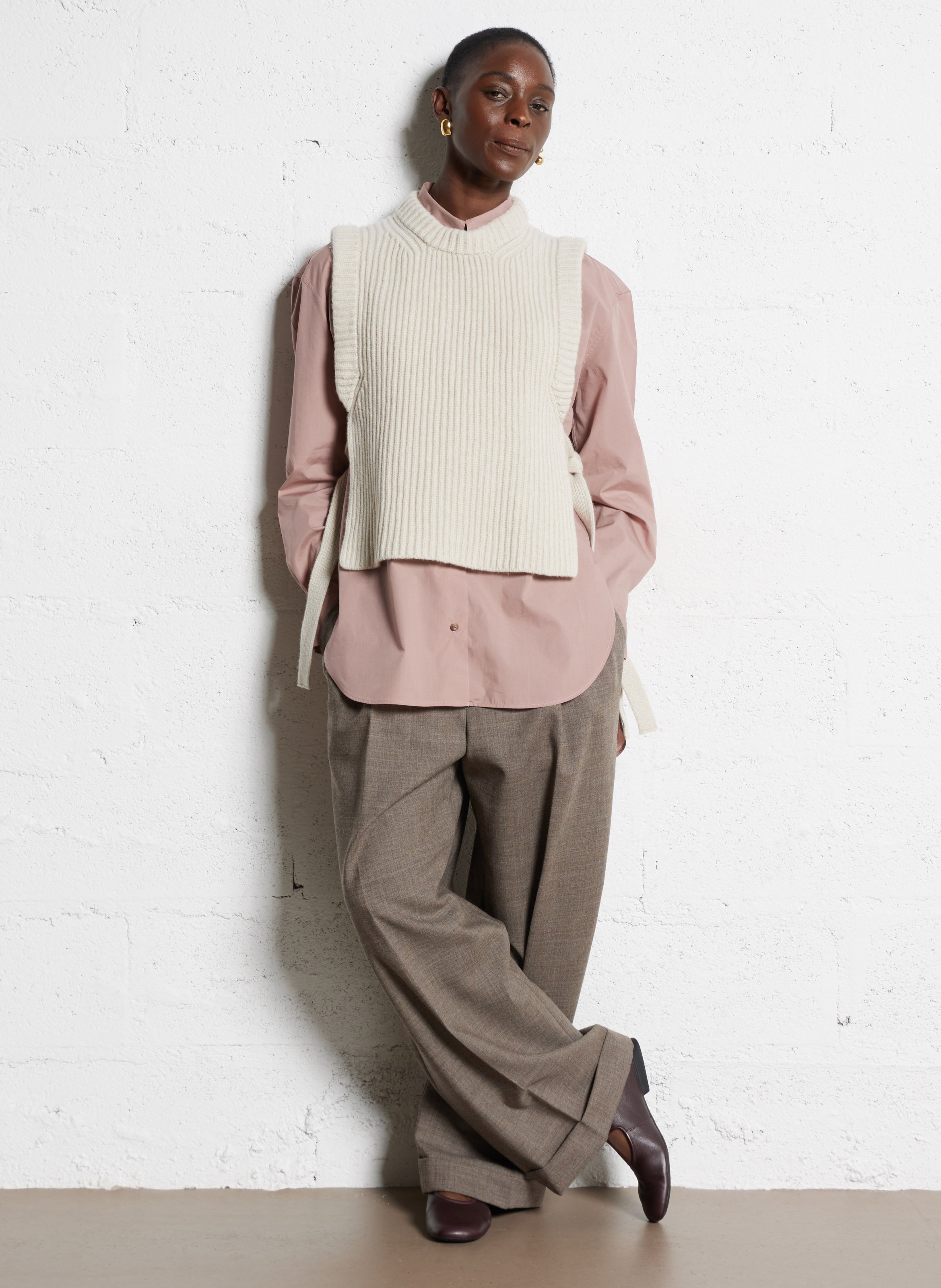 Plastron col rond en laine firmus SOEUR Beige