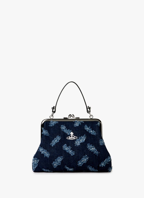 Shoulder bag in distressed denim cotton | Blue by VIVIENNE WESTWOOD Shoulder bag in distressed denim cotton Blue