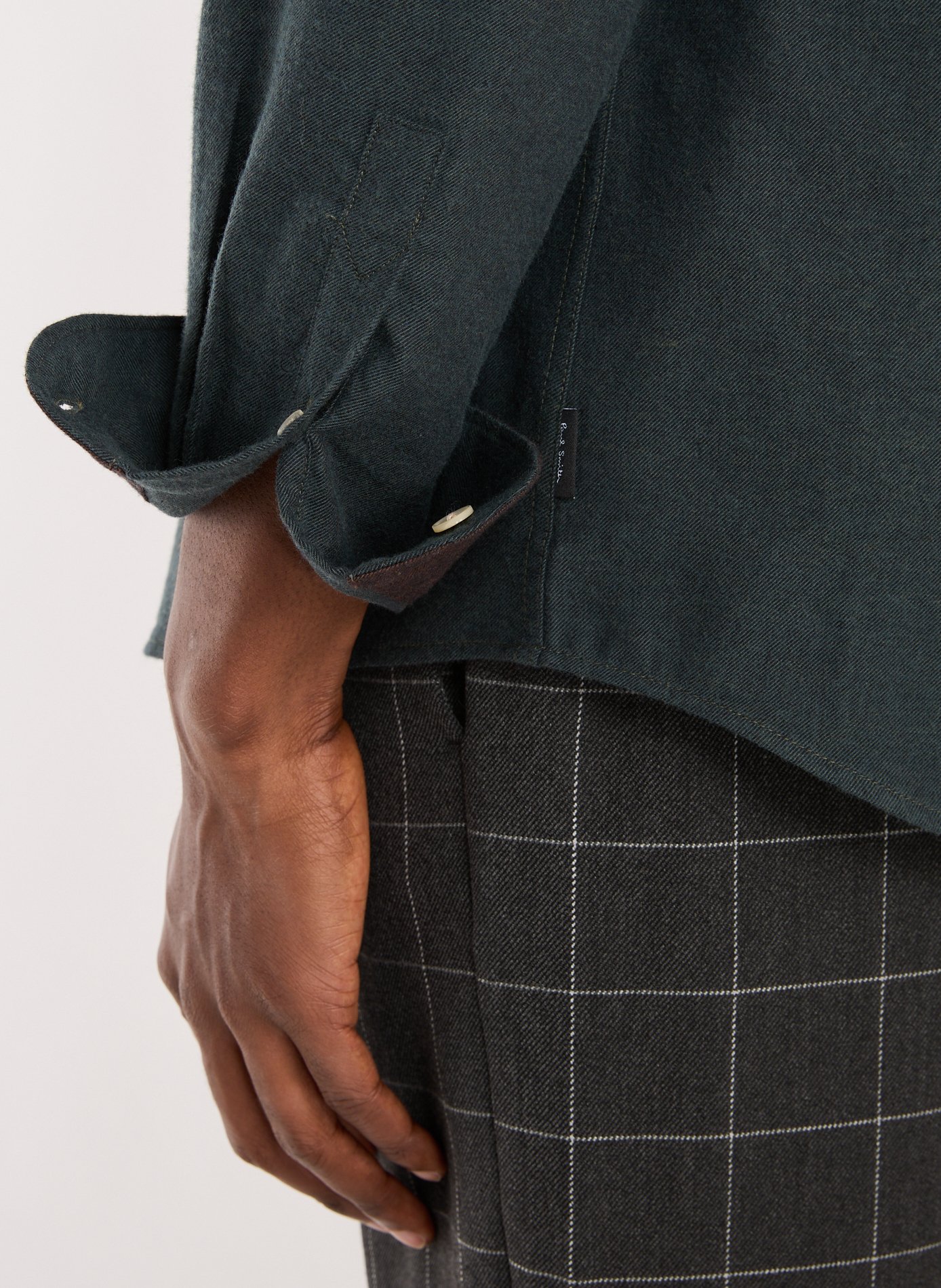 Solid shirt in blended cotton and wool PAUL SMITH Green