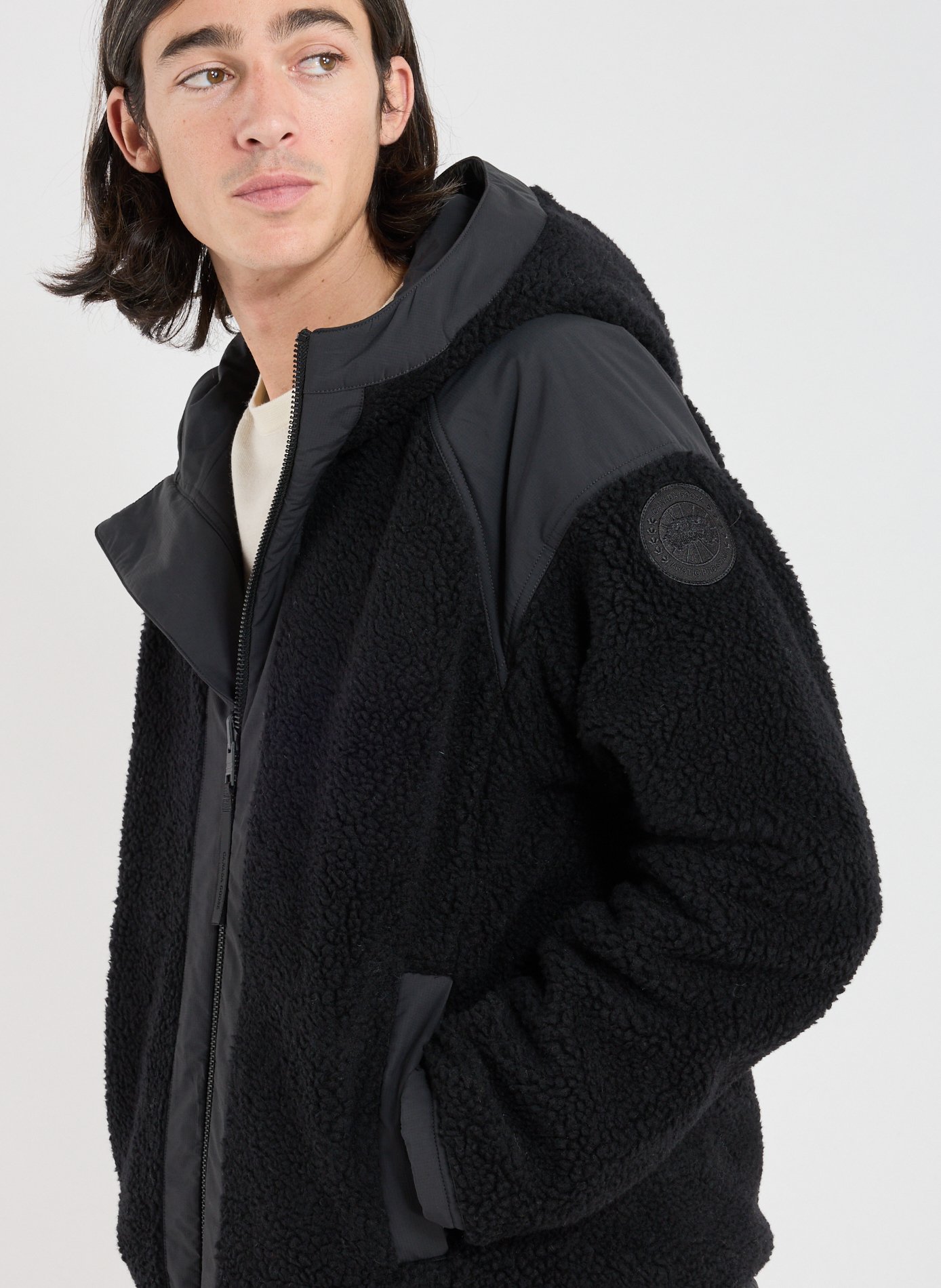 Reversible hooded wool blend jacket CANADA GOOSE Black