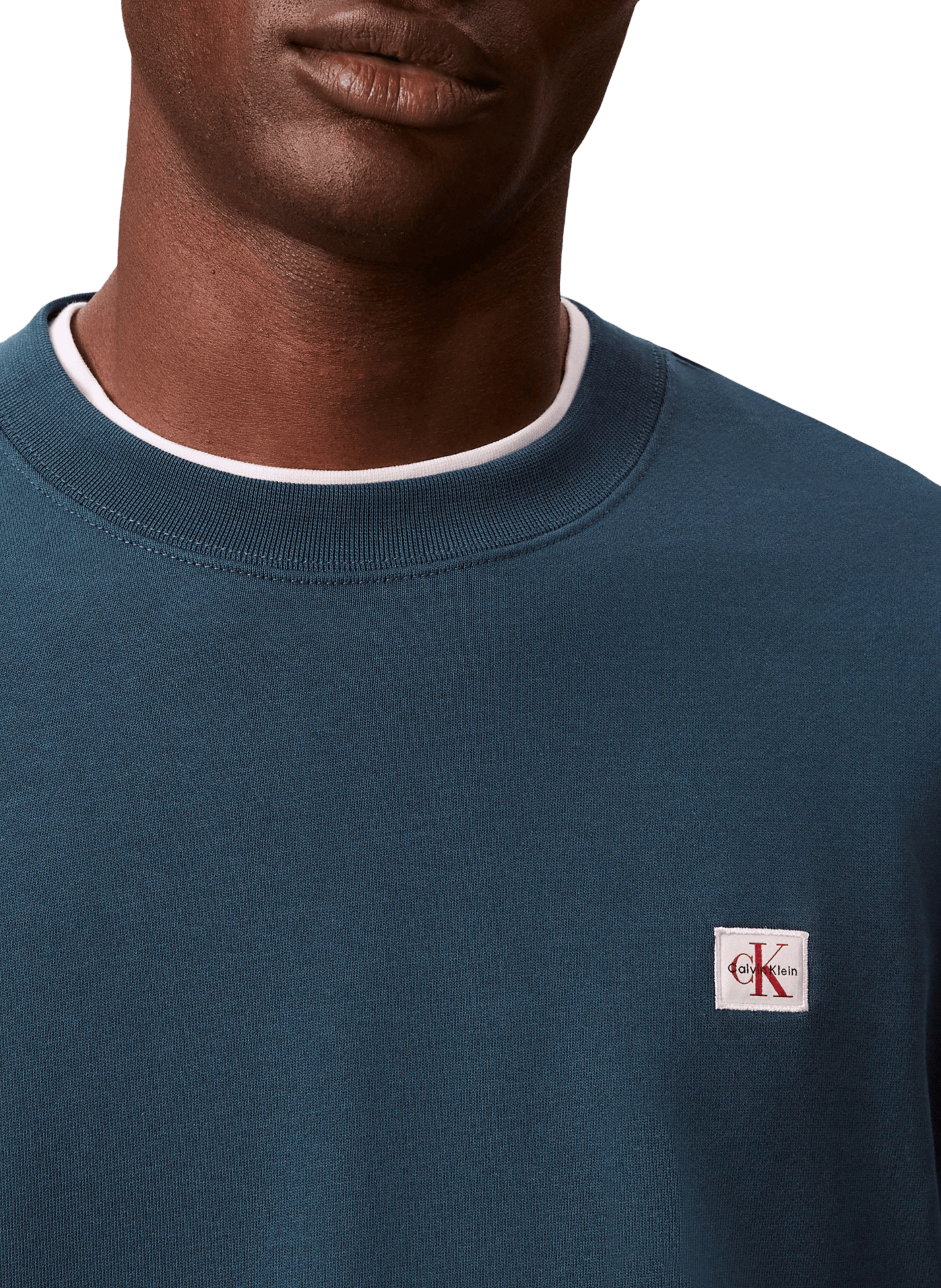 Sweatshirt col rond en coton CALVIN KLEIN Bleu