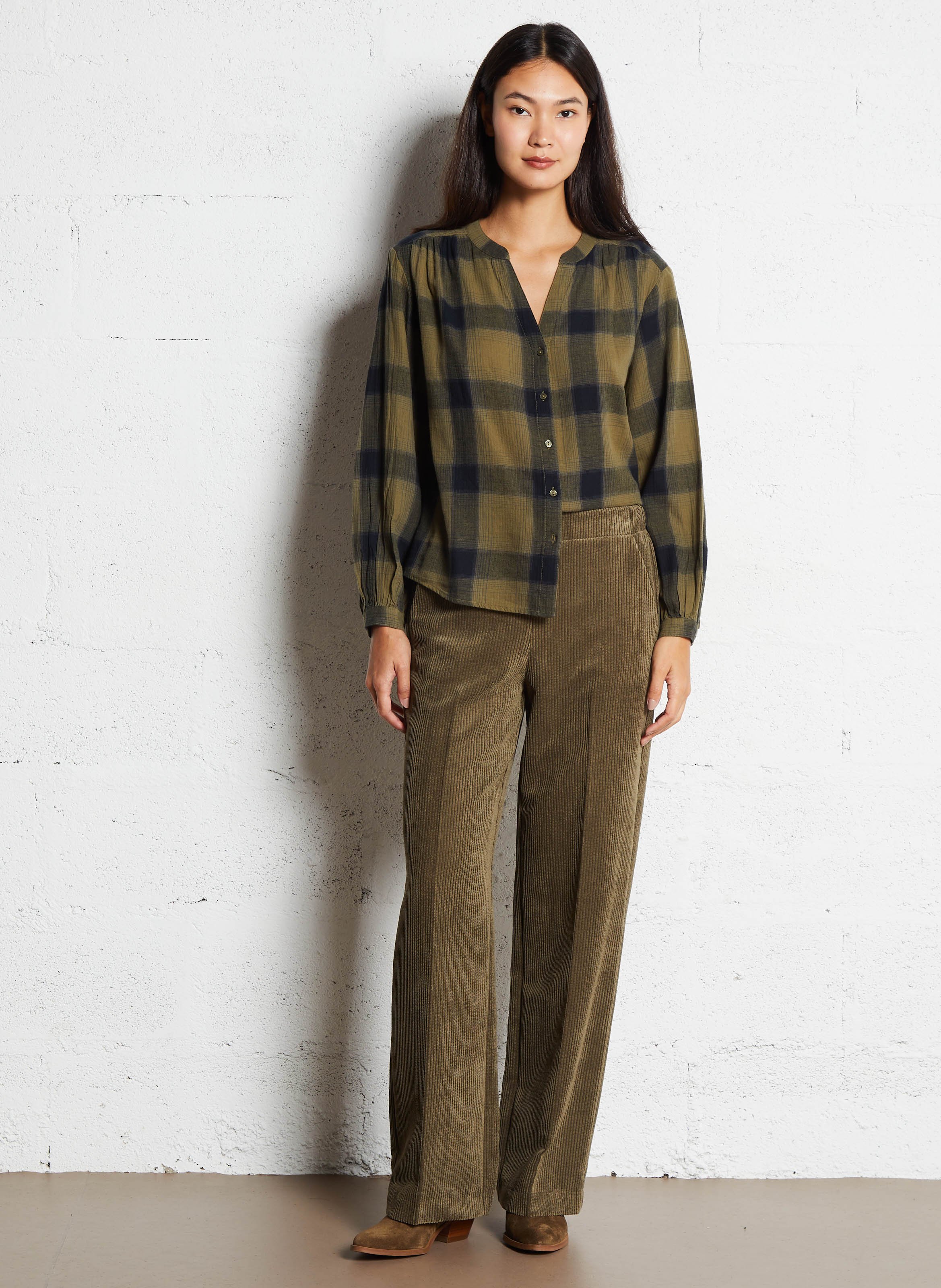 Chemise col v en coton samantha MAISON 123 Vert