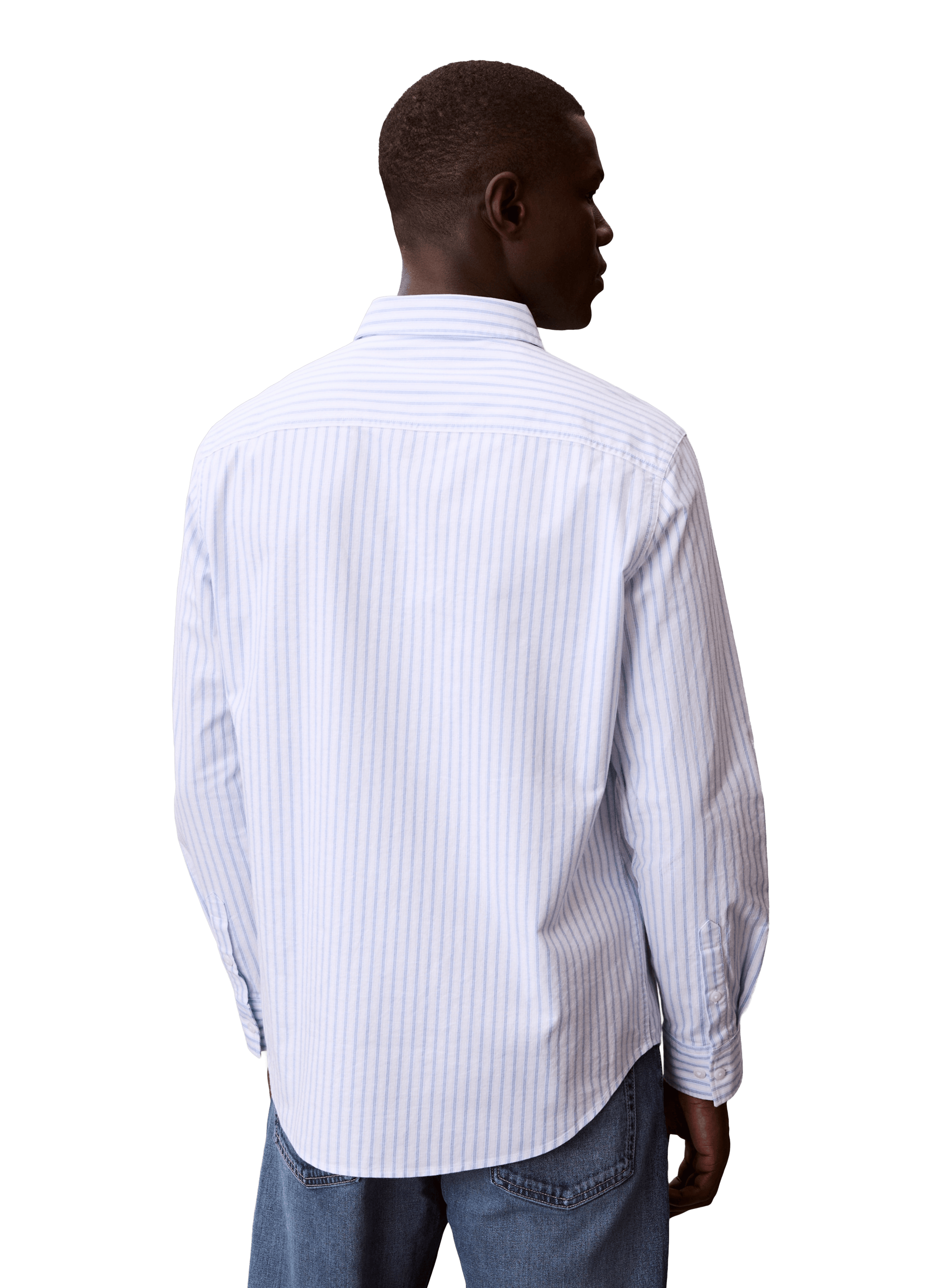 Chemise droite à rayures en coton CALVIN KLEIN Bleu