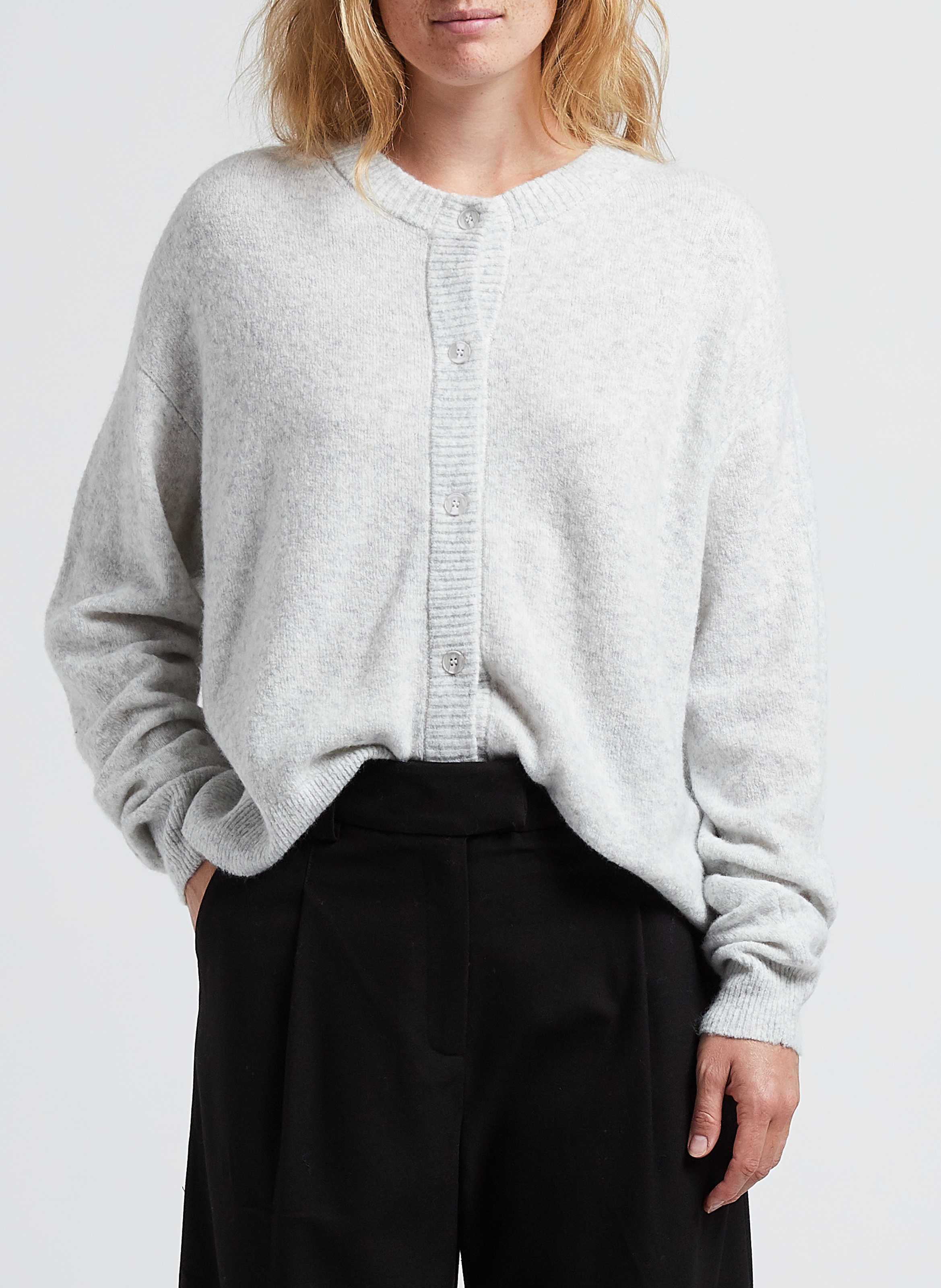 Gilet oversize col rond boutonné damsville AMERICAN VINTAGE Gris