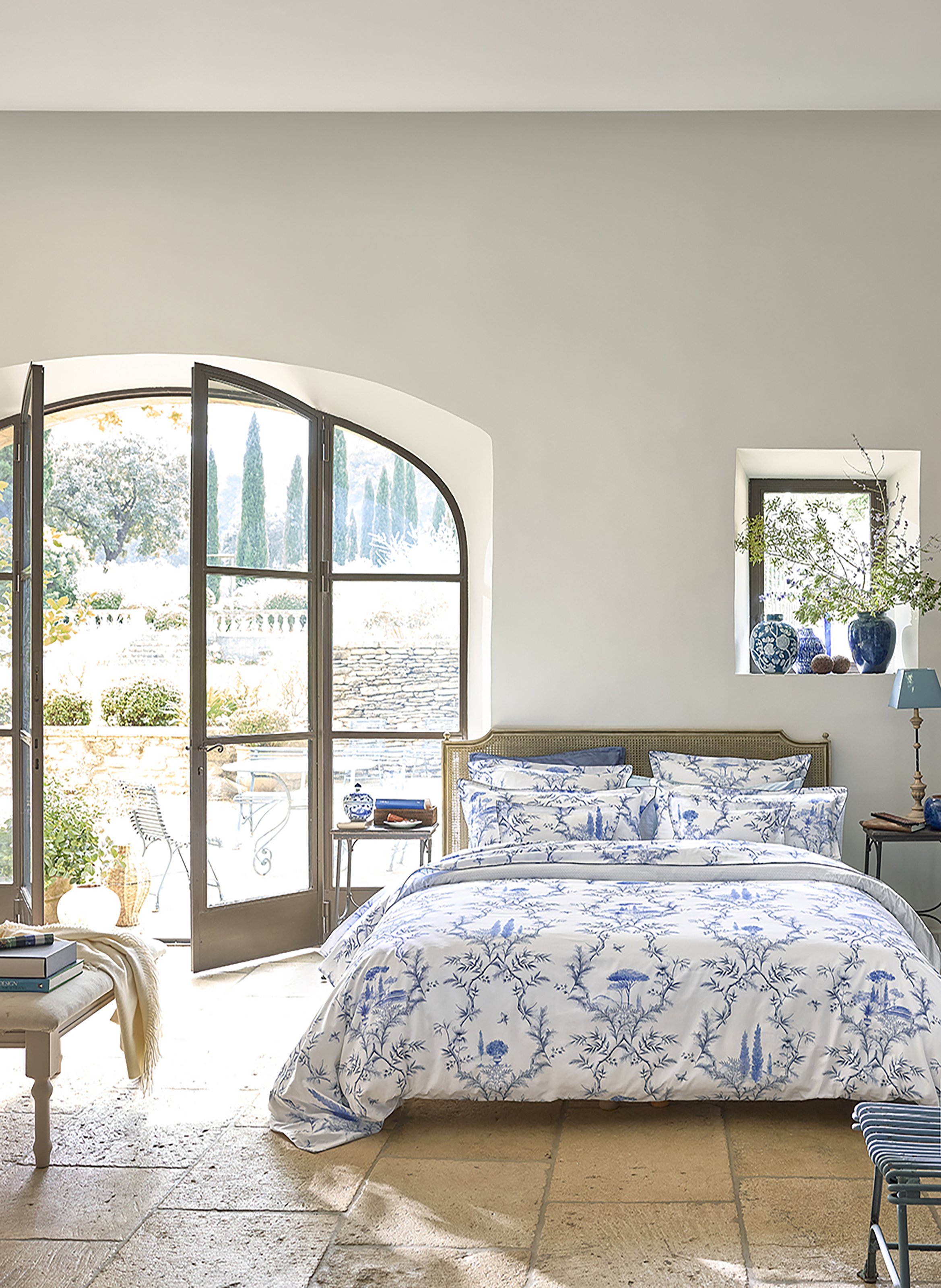 Housse de couette imprimée en satin de coton bio, luberon ALEXANDRE TURPAULT Bleu