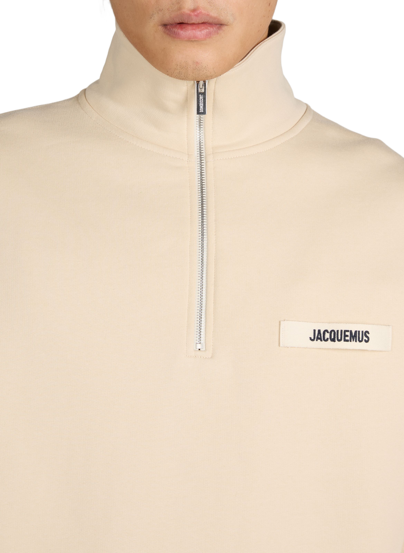 Zip-up trucker sweatshirt in cotton Gros Grain JACQUEMUS Beige