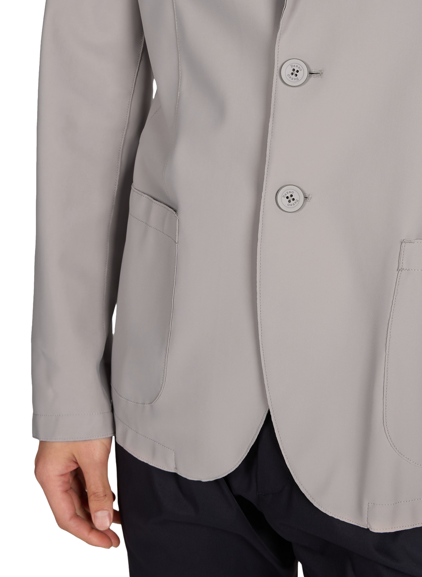 Solid straight blazer HERNO Grey