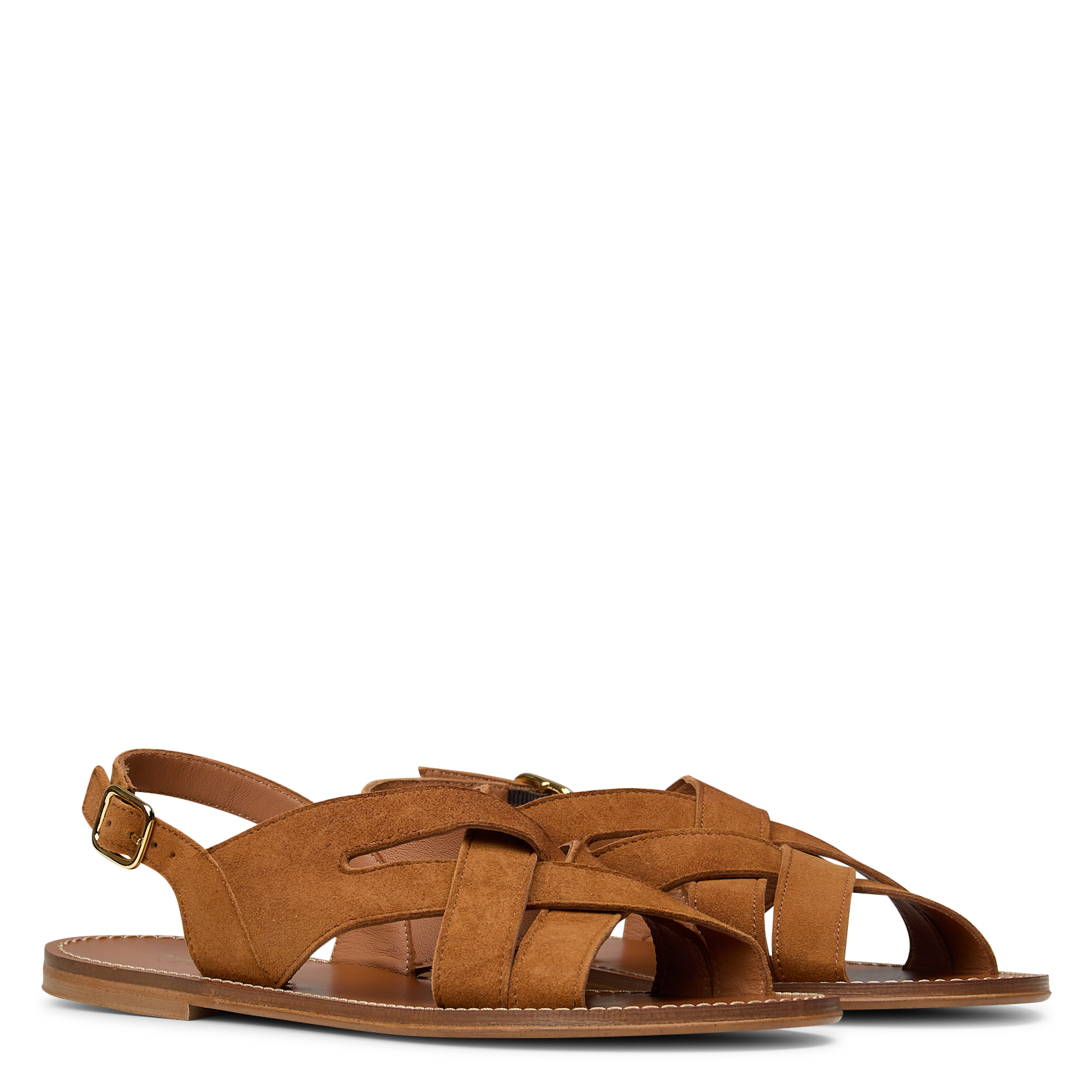 Sandales plates à brides croisées en cuir soan MAISON 123 Beige