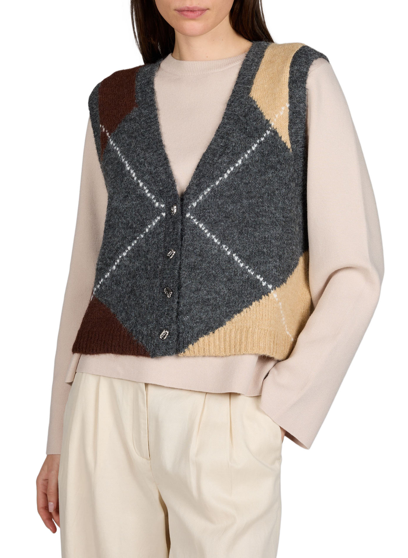 Gilet encolure V sans manches OBJECT Gris