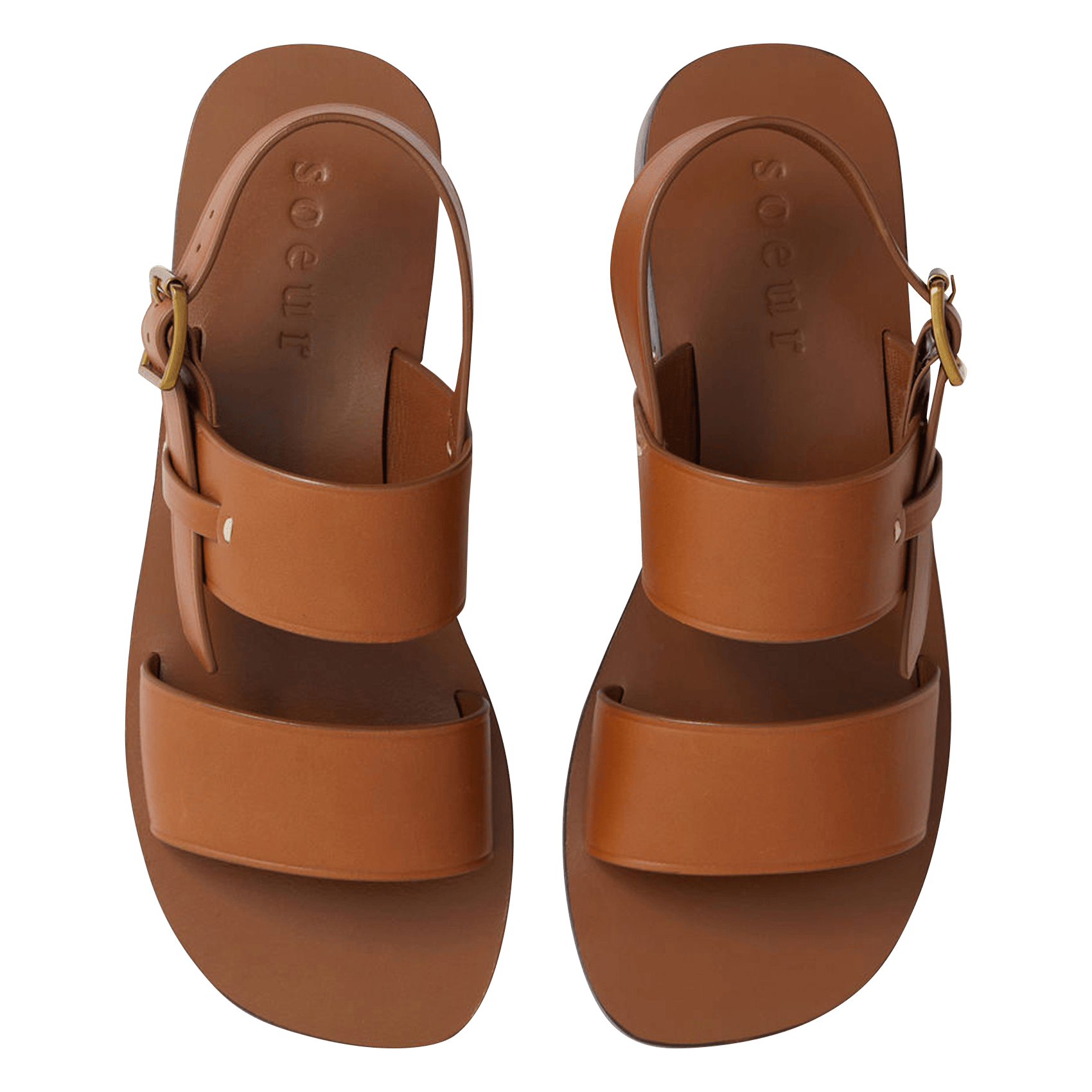 Sandales plates en cuir douglas SOEUR Beige