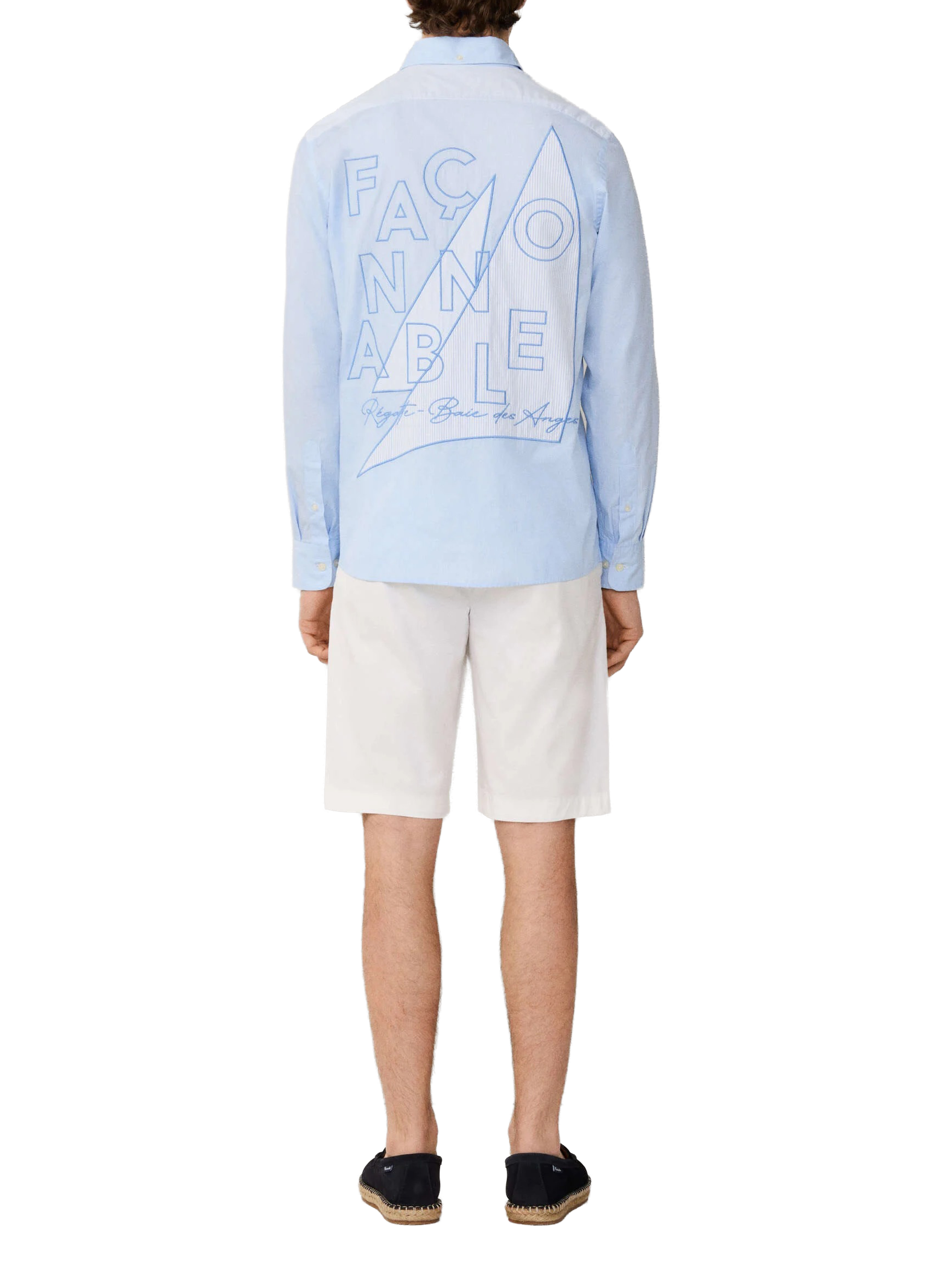 Shirt with embroidered brand logo on the back in cotton FACONNABLE Blue